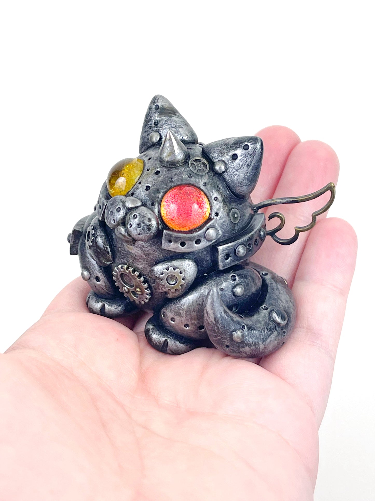 Sculpture de chat Steampunk faite à la main, pièce unique