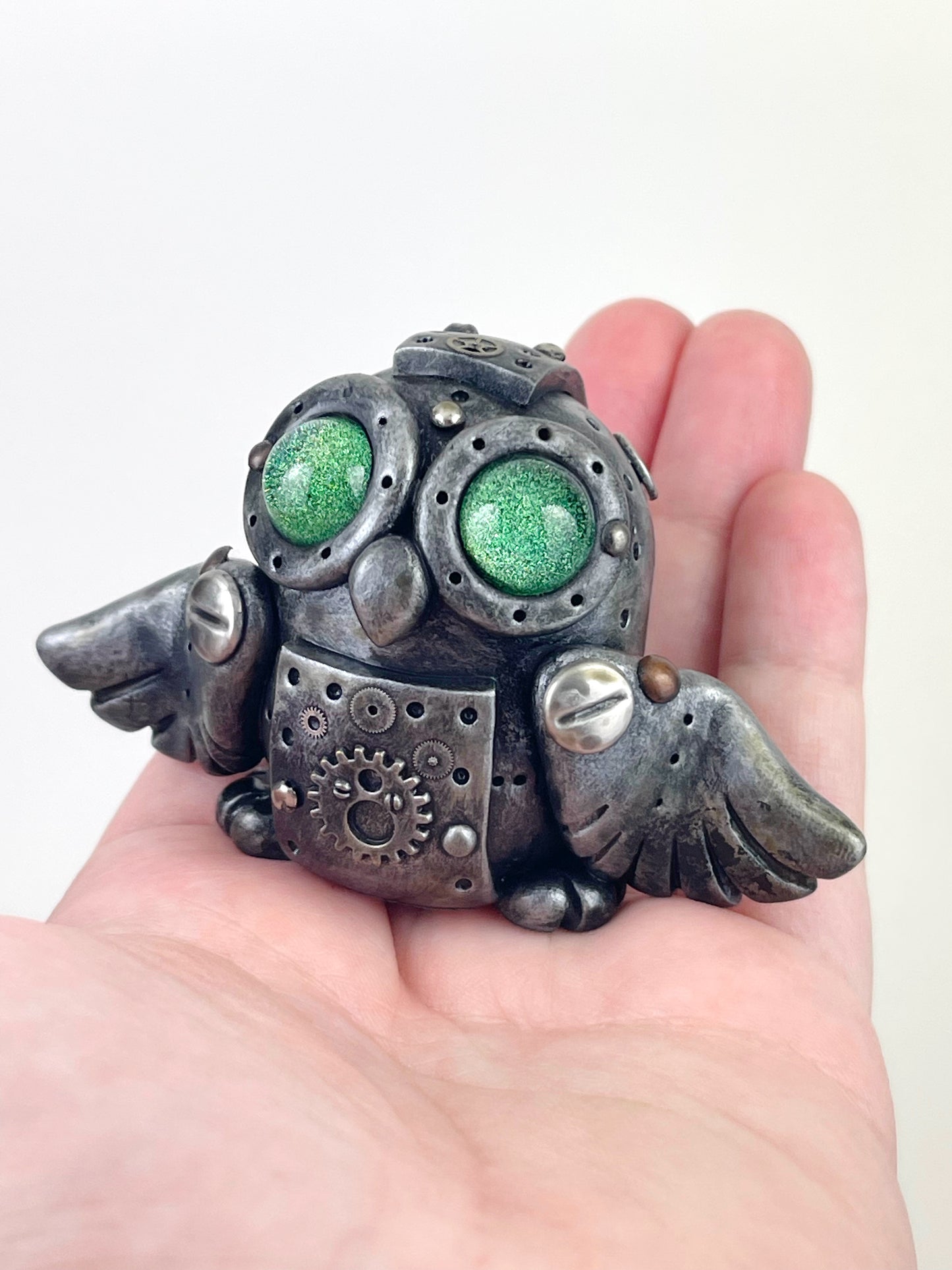 Sculpture de hibou Steampunk faite à la main, pièce unique