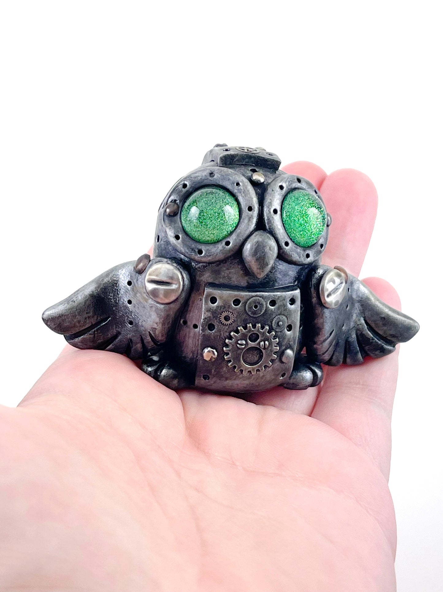 Sculpture de hibou Steampunk faite à la main, pièce unique