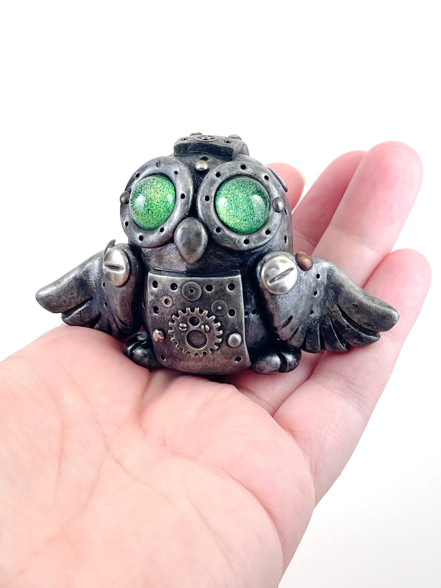 Sculpture de hibou Steampunk faite à la main, pièce unique