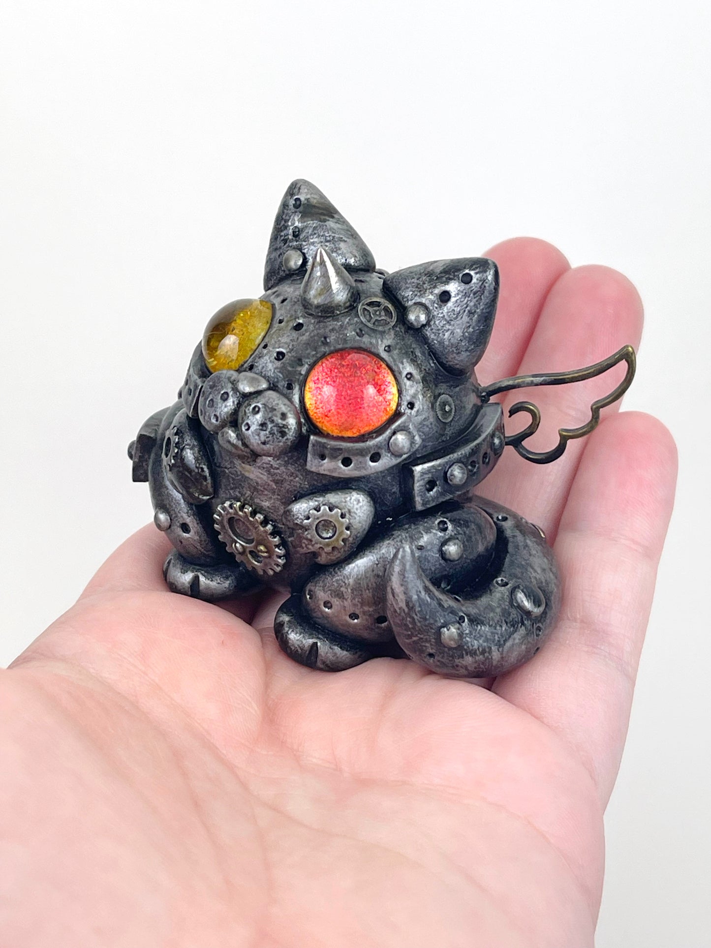 Sculpture de chat Steampunk faite à la main, pièce unique