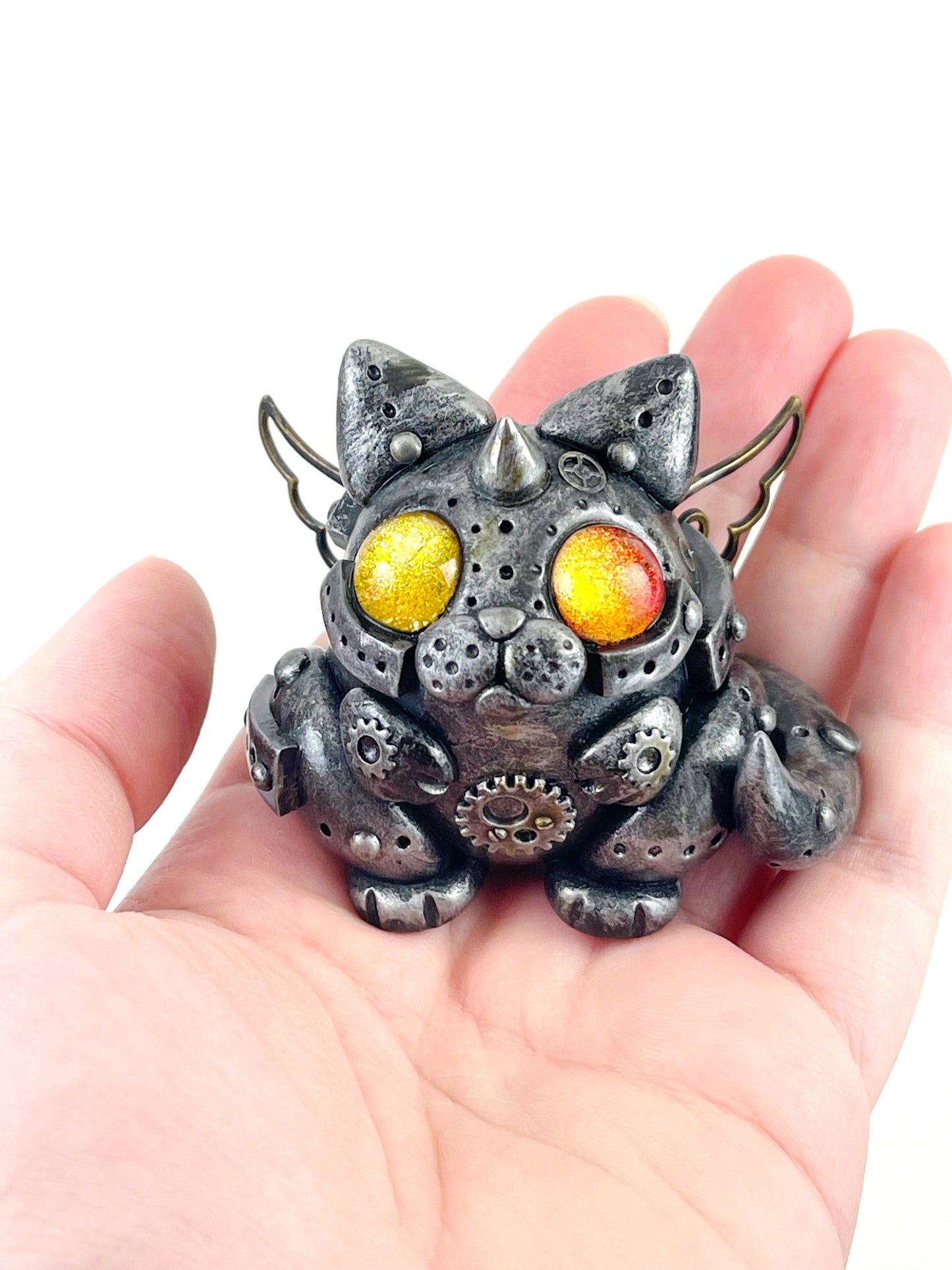 Sculpture de chat Steampunk faite à la main, pièce unique