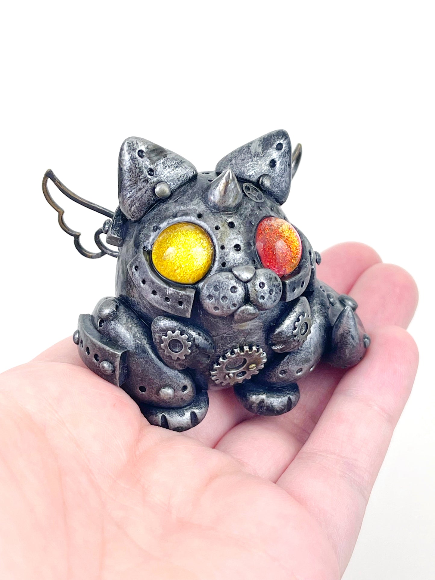 Sculpture de chat Steampunk faite à la main, pièce unique