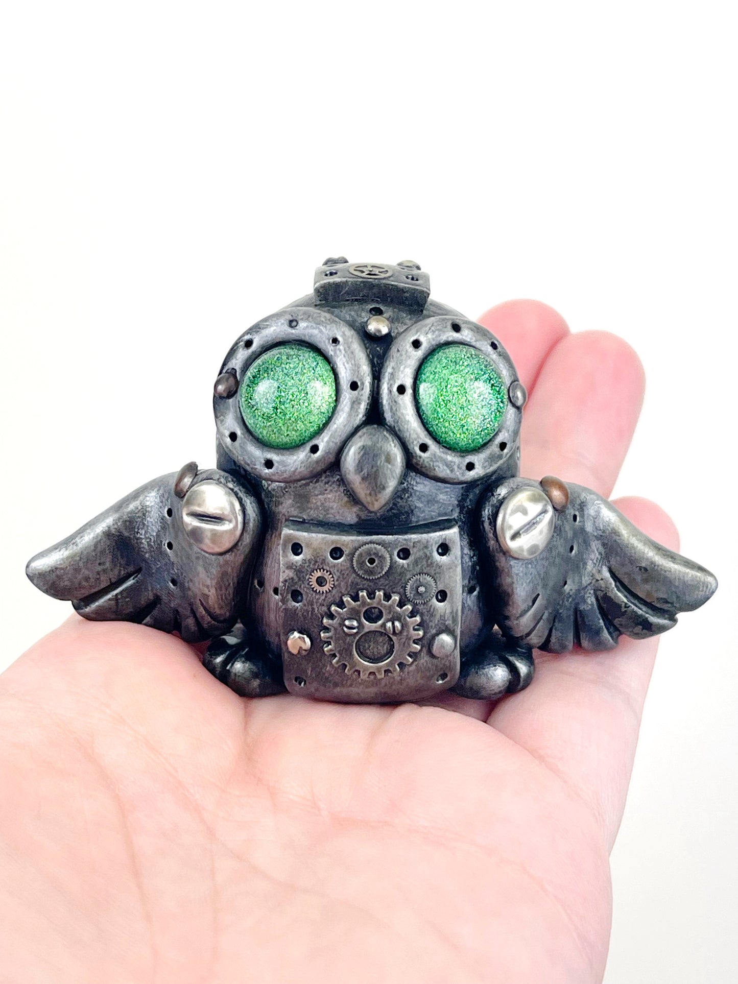 Sculpture de hibou Steampunk faite à la main, pièce unique