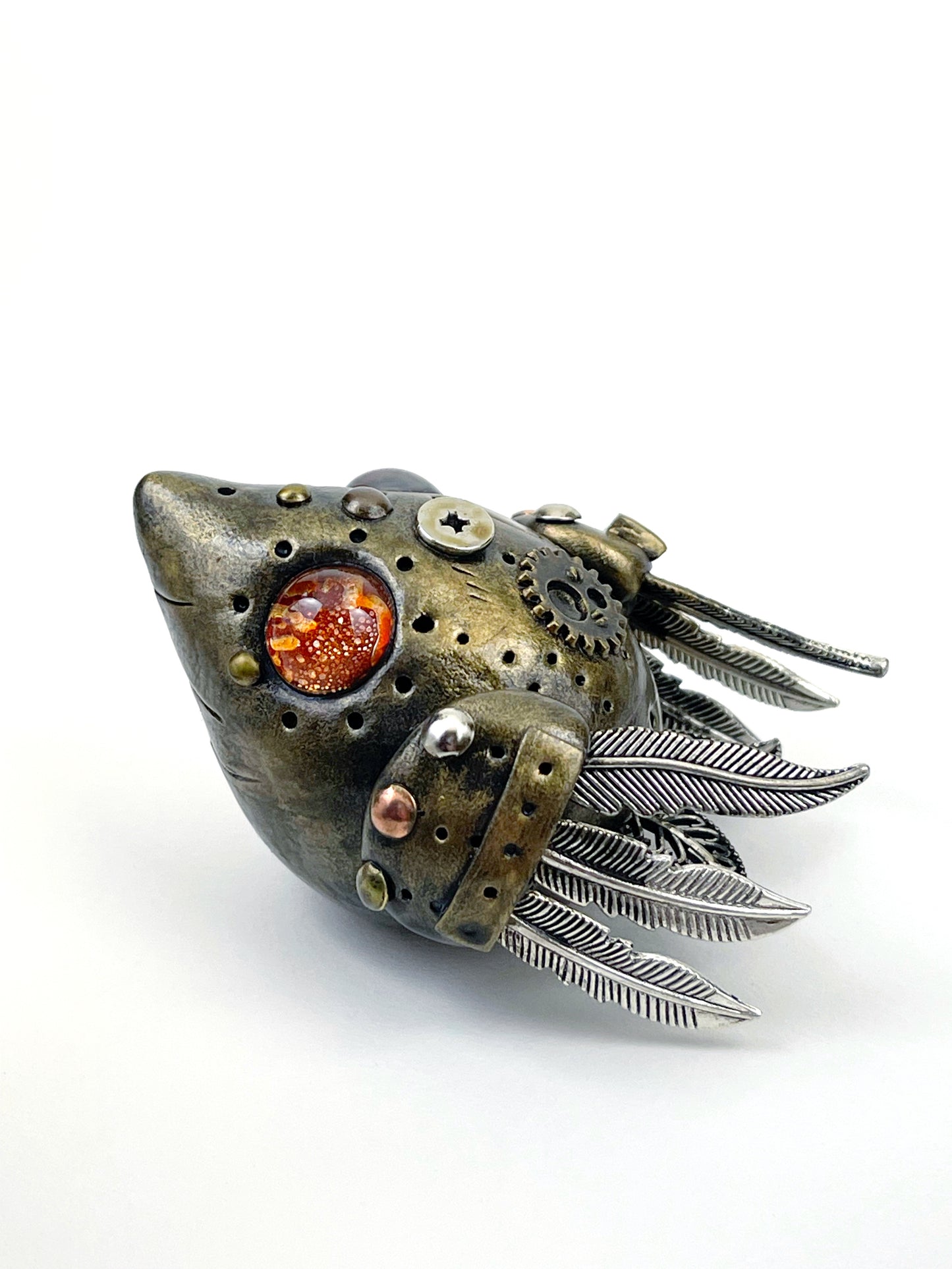 Sculpture d'oiseau Steampunk faite à la main, pièce unique