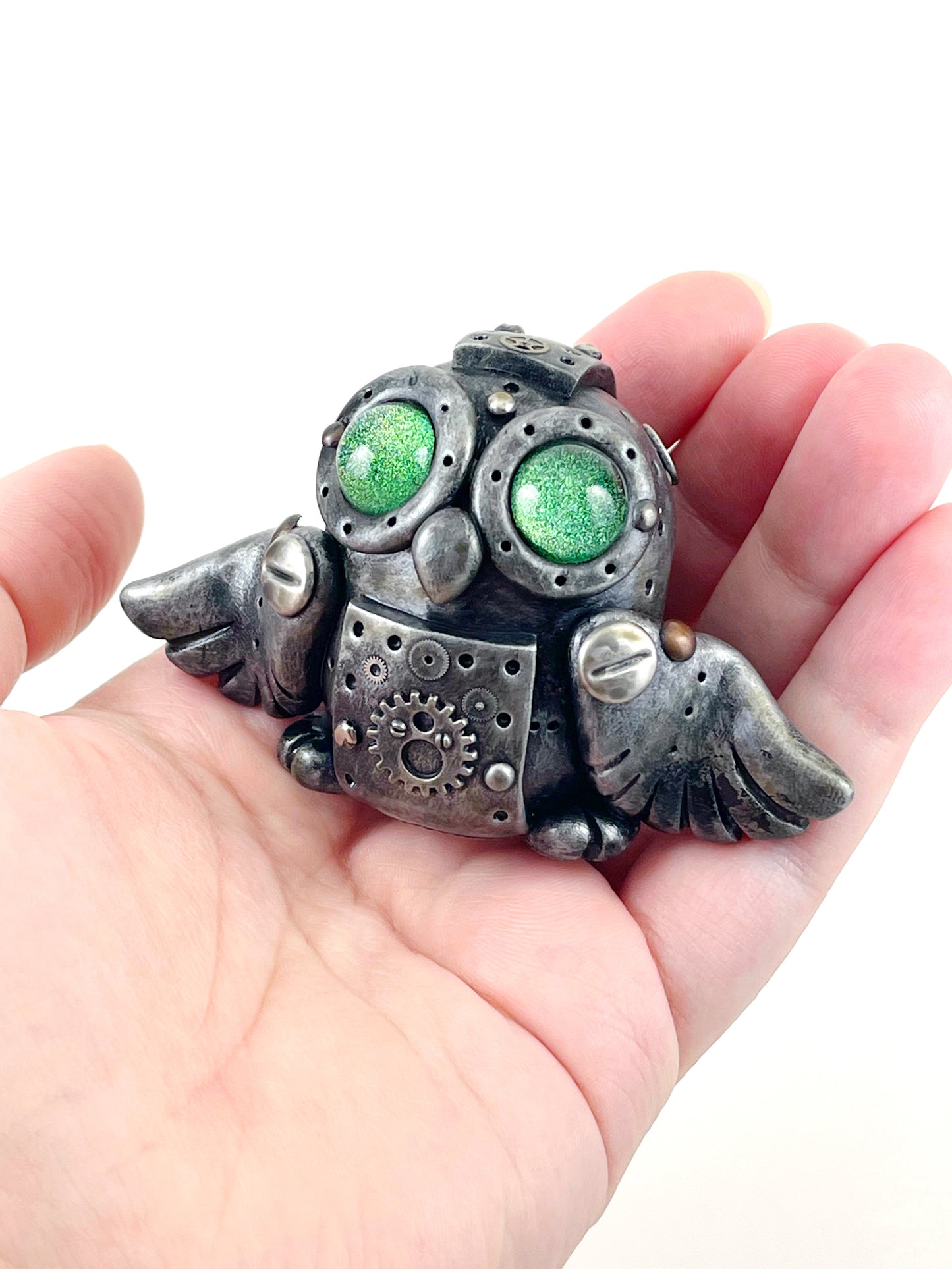 Sculpture de hibou Steampunk faite à la main, pièce unique
