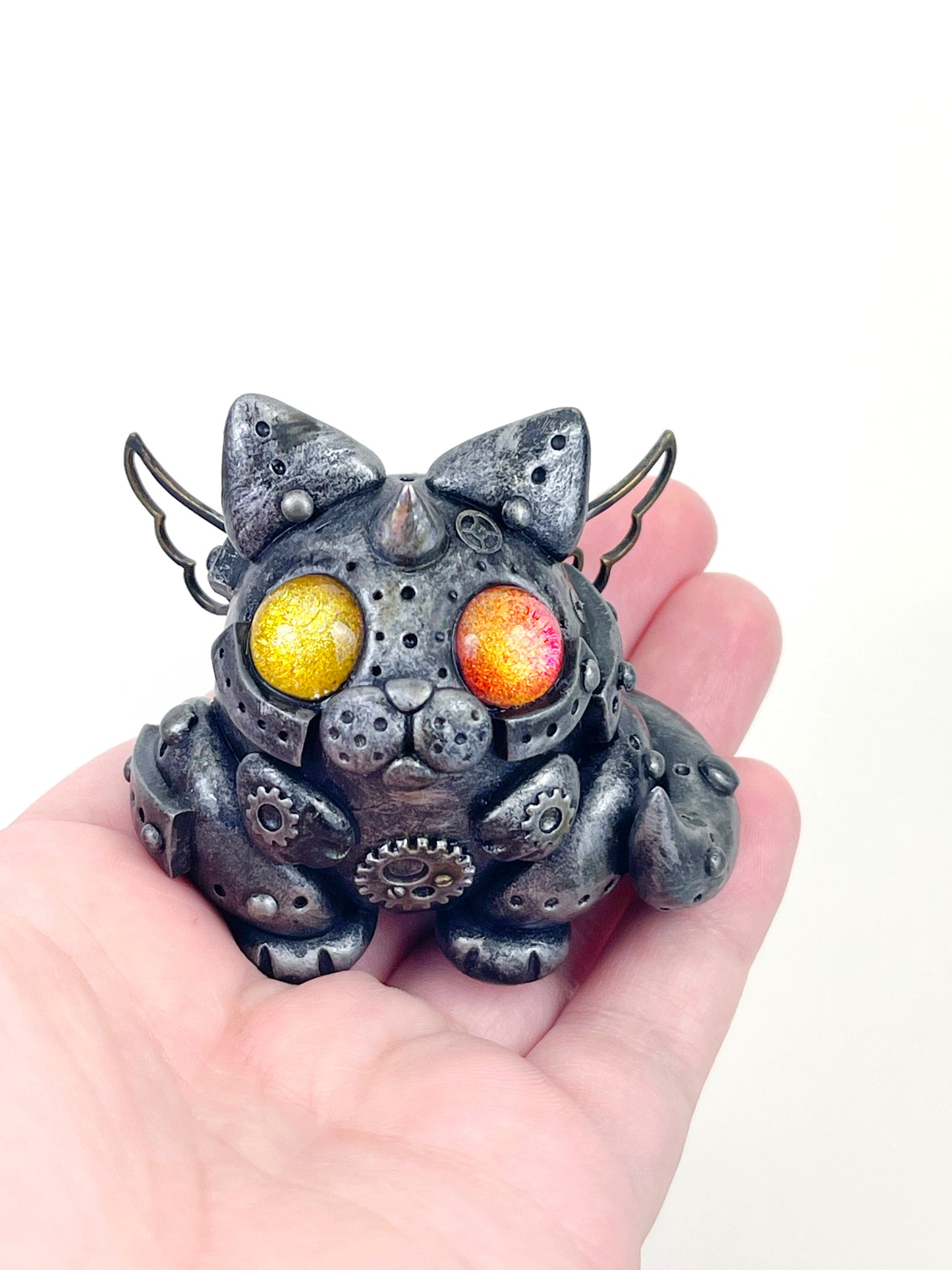 Sculpture de chat Steampunk faite à la main, pièce unique