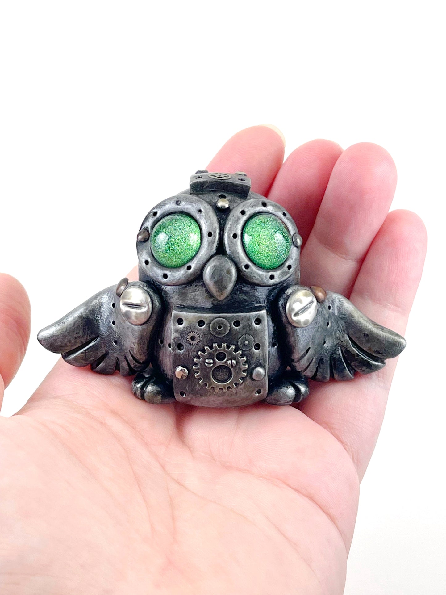Sculpture de hibou Steampunk faite à la main, pièce unique