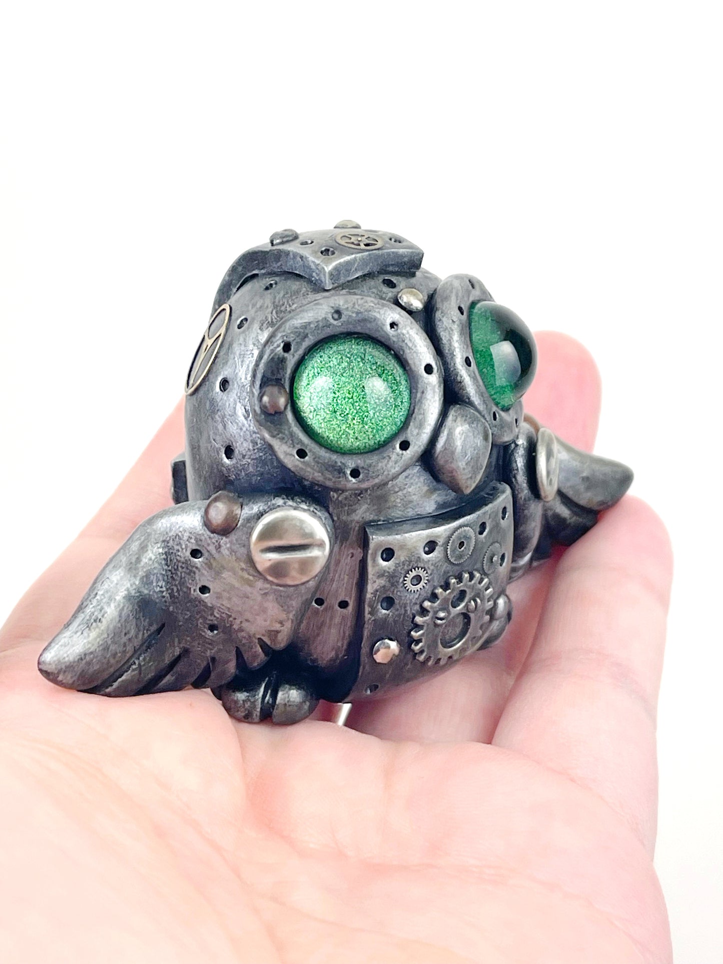 Sculpture de hibou Steampunk faite à la main, pièce unique