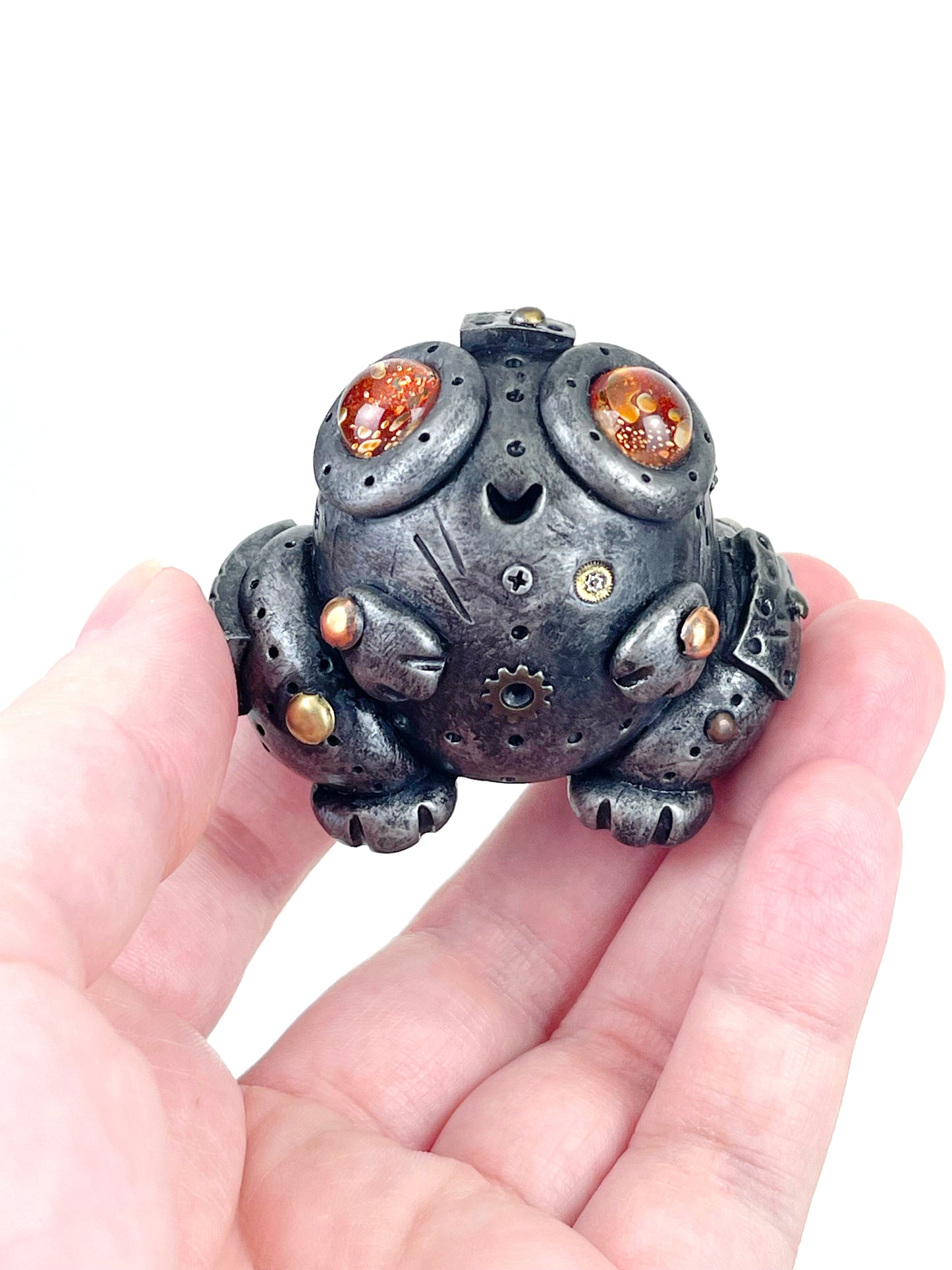 Sculpture de grenouille Steampunk faite à la main, pièce unique
