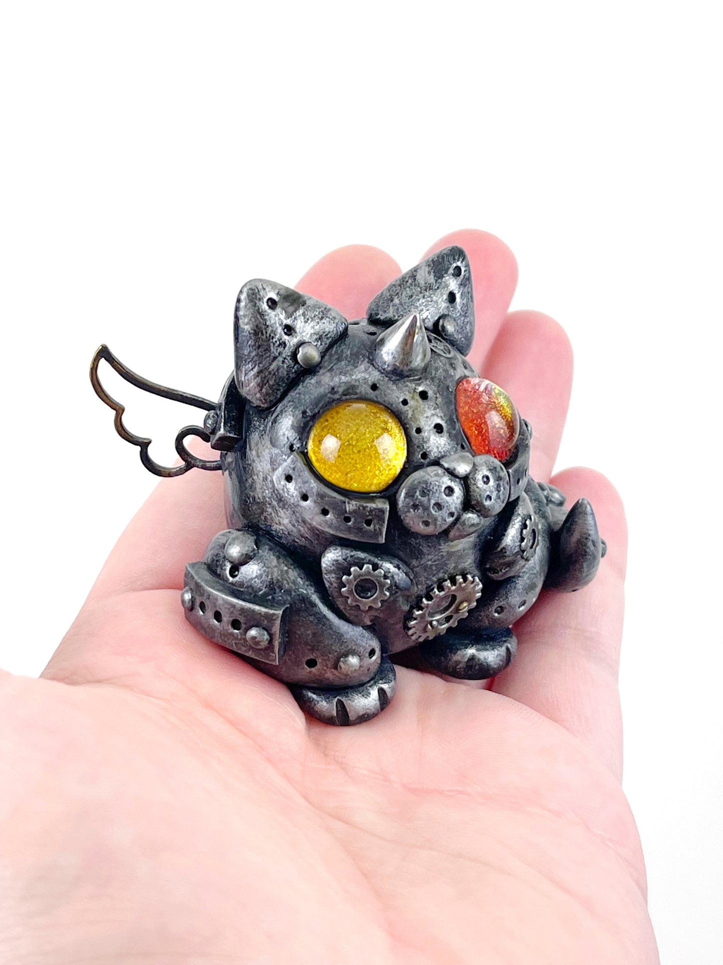 Sculpture de chat Steampunk faite à la main, pièce unique