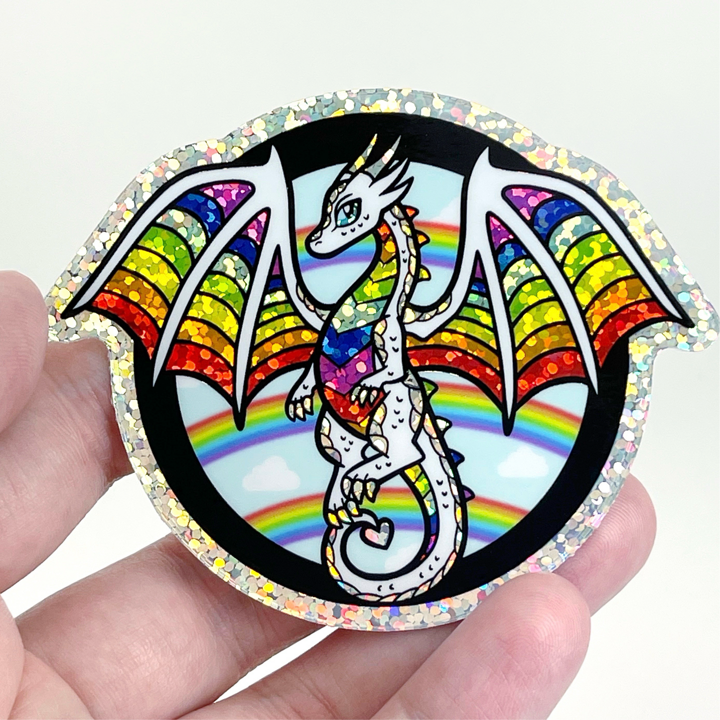 Autocollant de fierté de dragon à paillettes