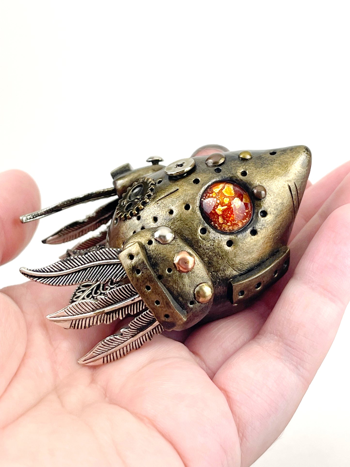 Sculpture d'oiseau Steampunk faite à la main, pièce unique