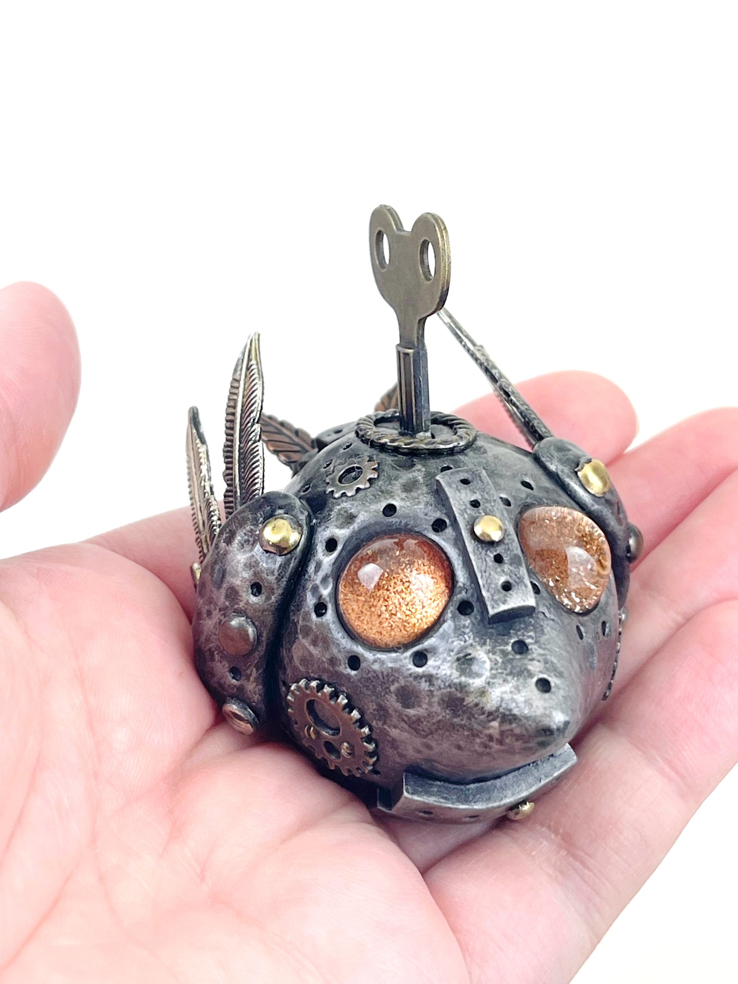 Sculpture d'oiseau Steampunk faite à la main, pièce unique