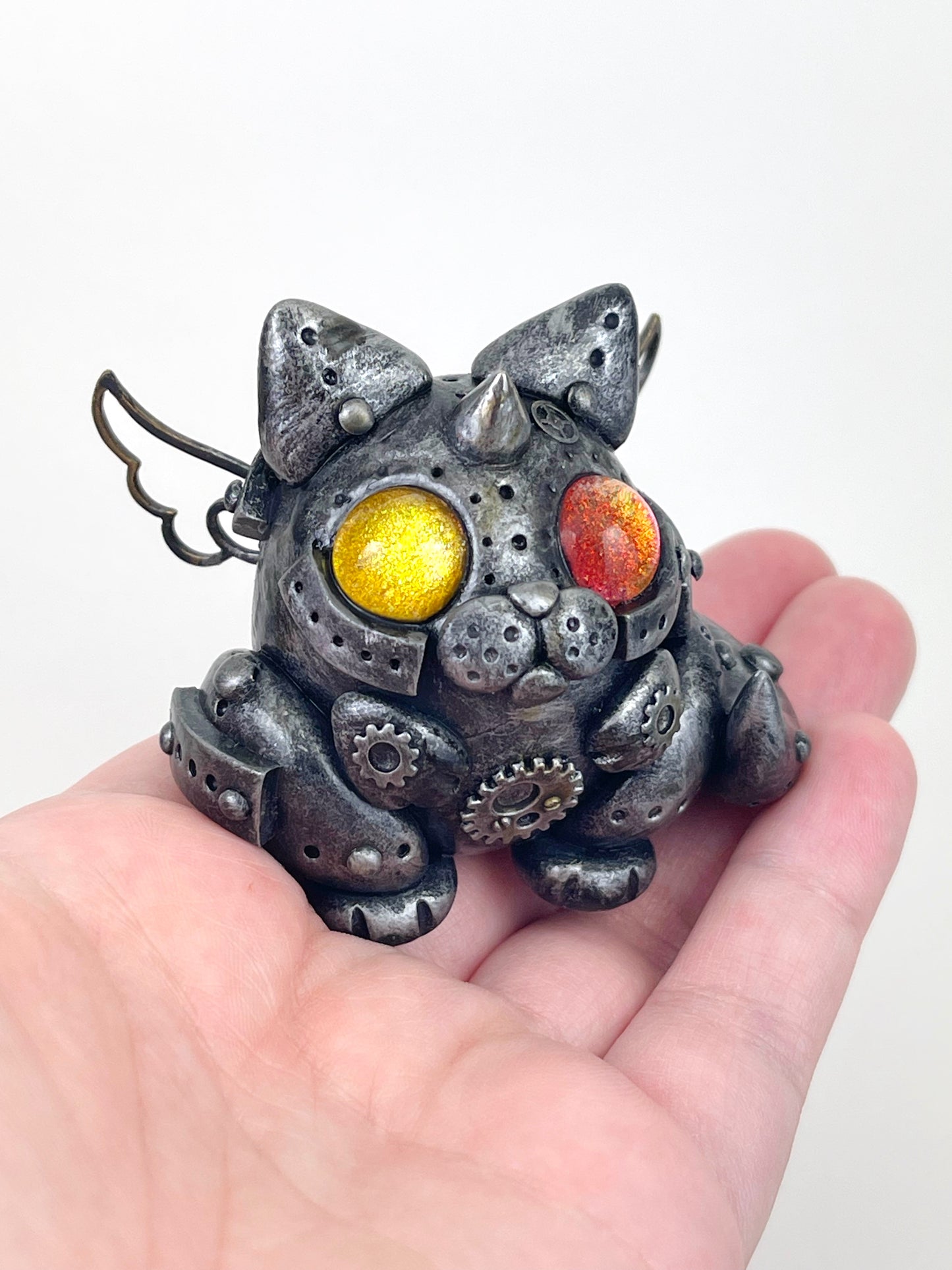 Sculpture de chat Steampunk faite à la main, pièce unique