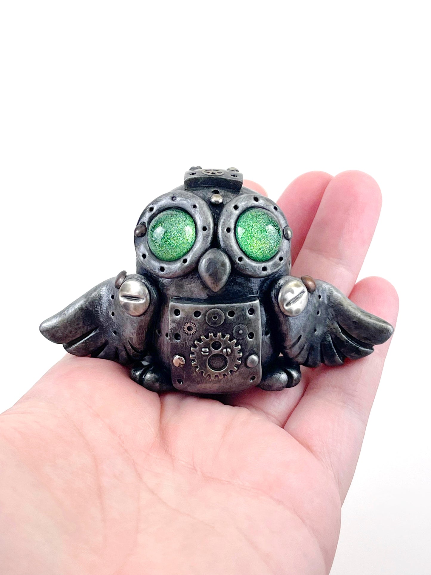 Sculpture de hibou Steampunk faite à la main, pièce unique