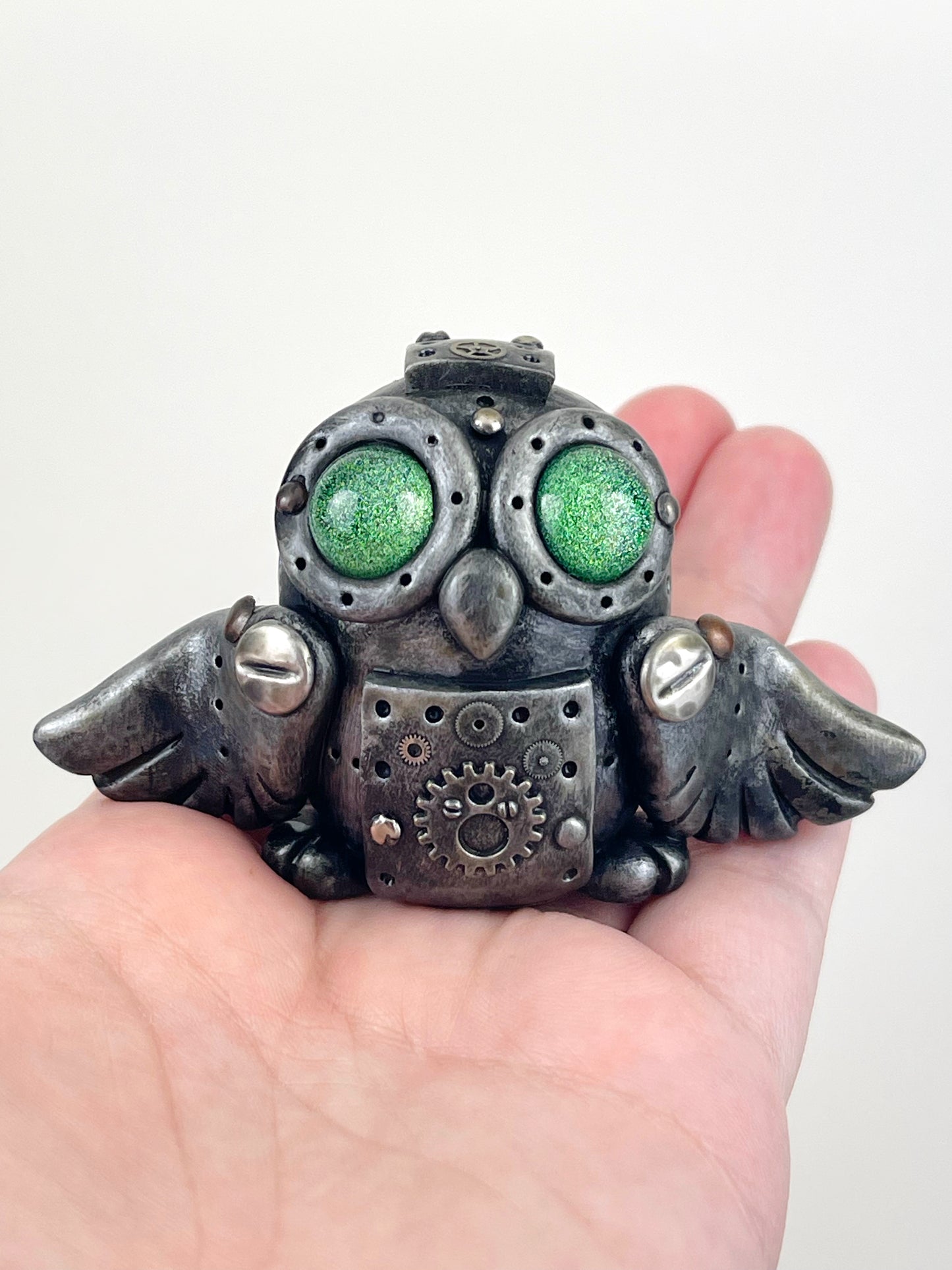 Sculpture de hibou Steampunk faite à la main, pièce unique