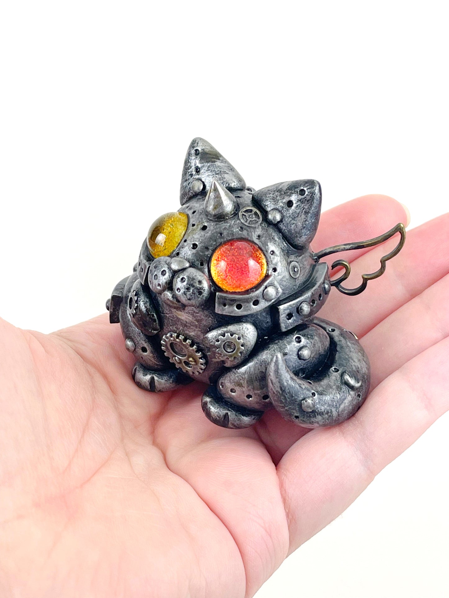 Sculpture de chat Steampunk faite à la main, pièce unique