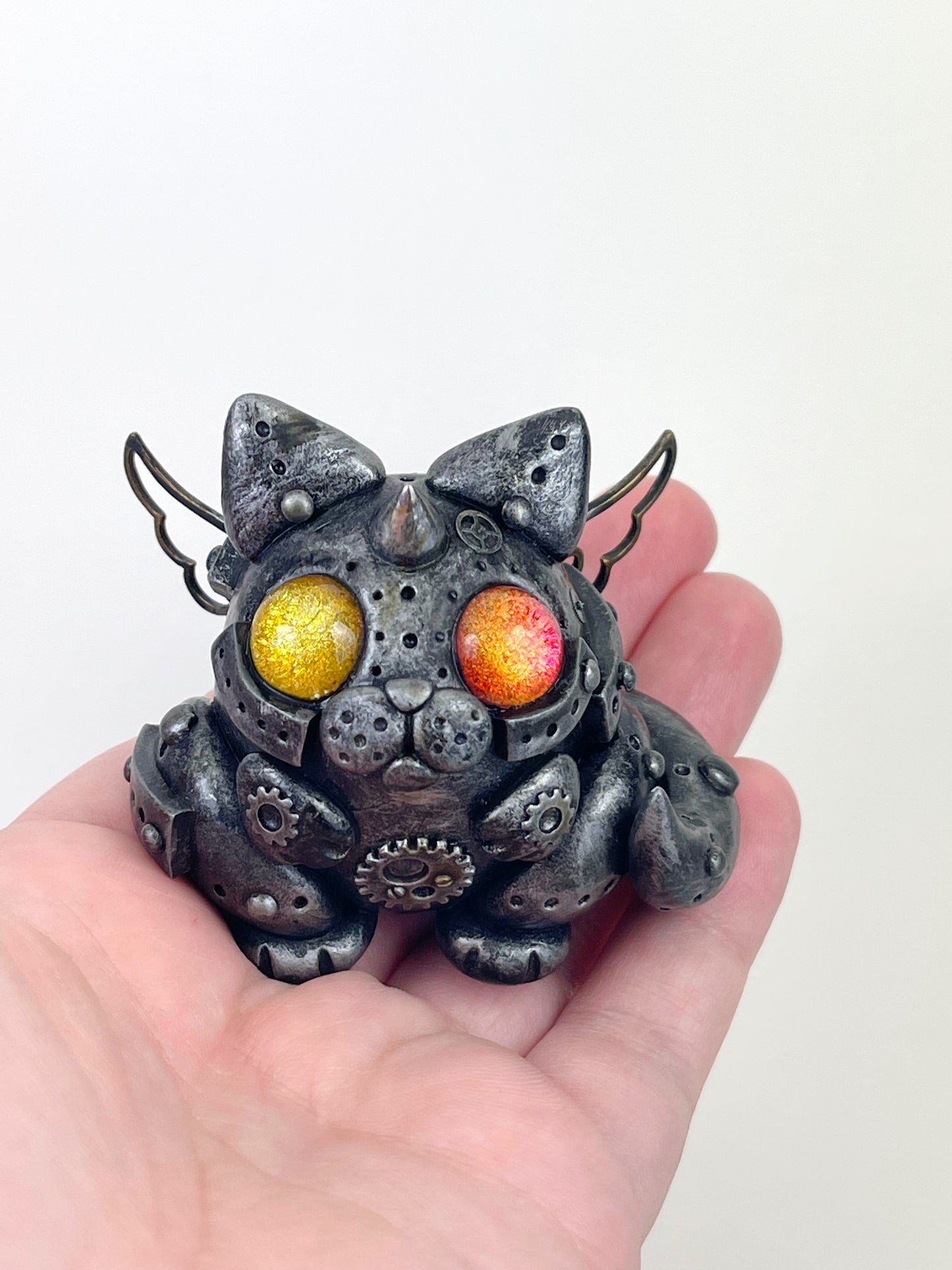 Sculpture de chat Steampunk faite à la main, pièce unique