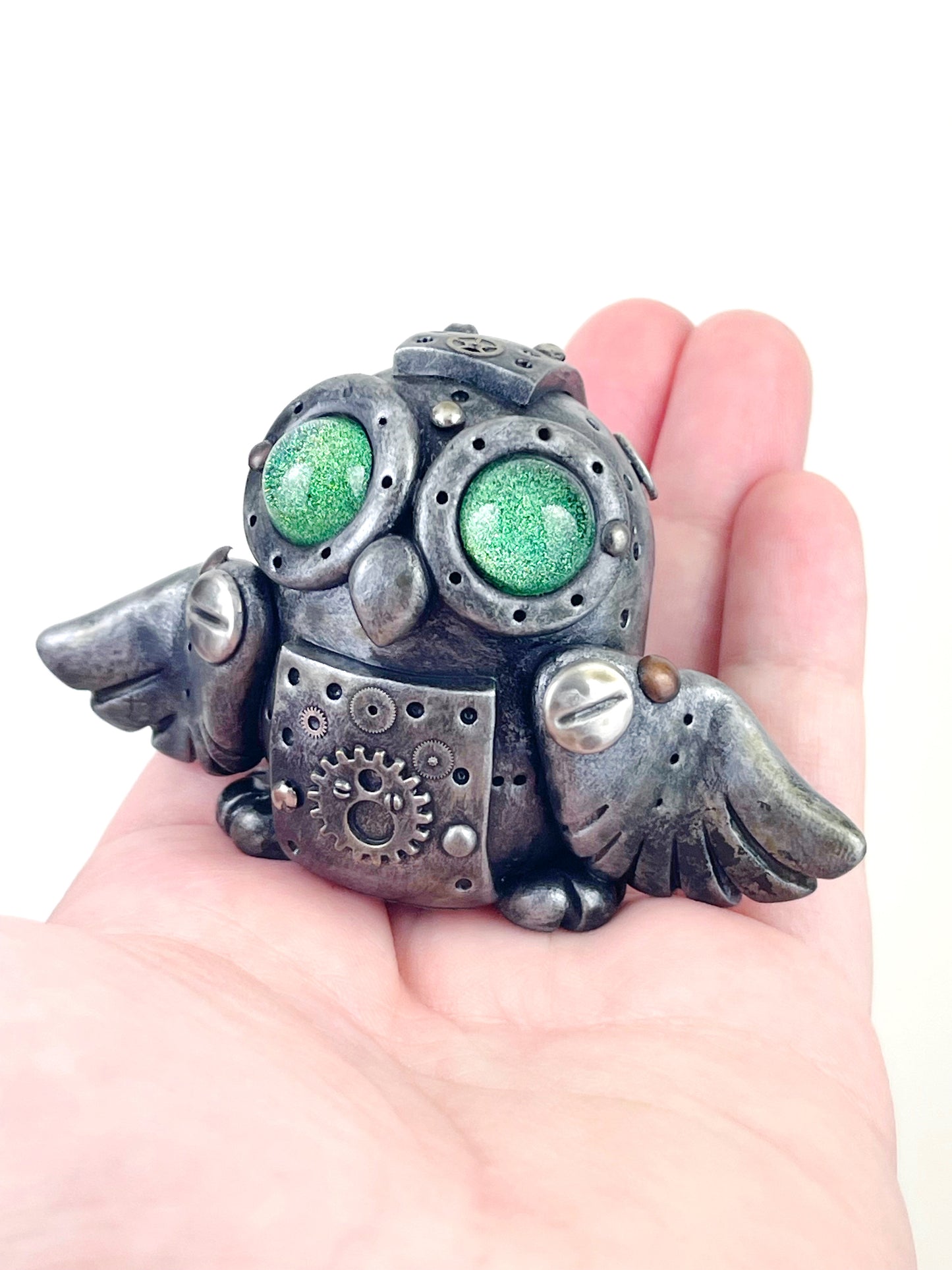 Sculpture de hibou Steampunk faite à la main, pièce unique