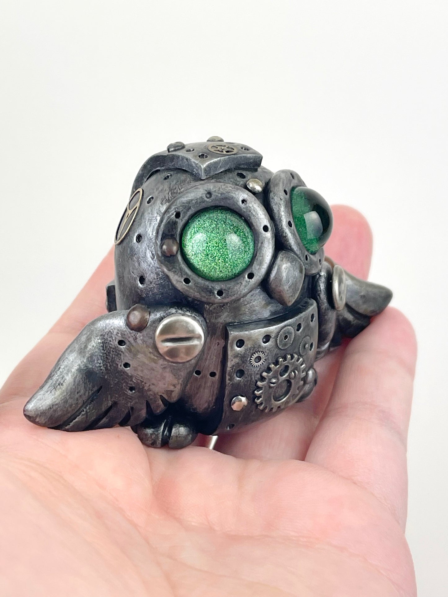 Sculpture de hibou Steampunk faite à la main, pièce unique