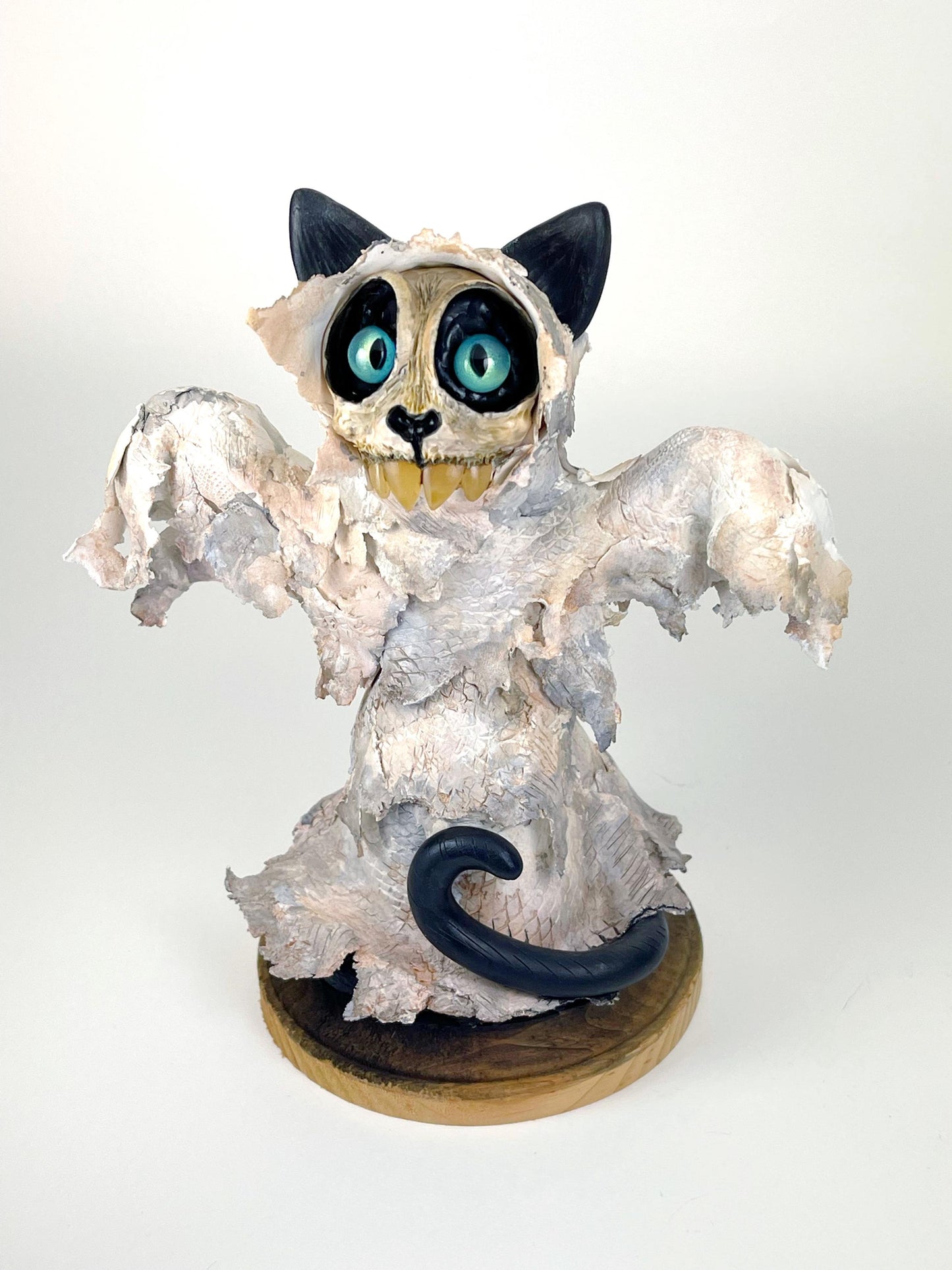 Spooky Ghost Skull Kitty Sculpture