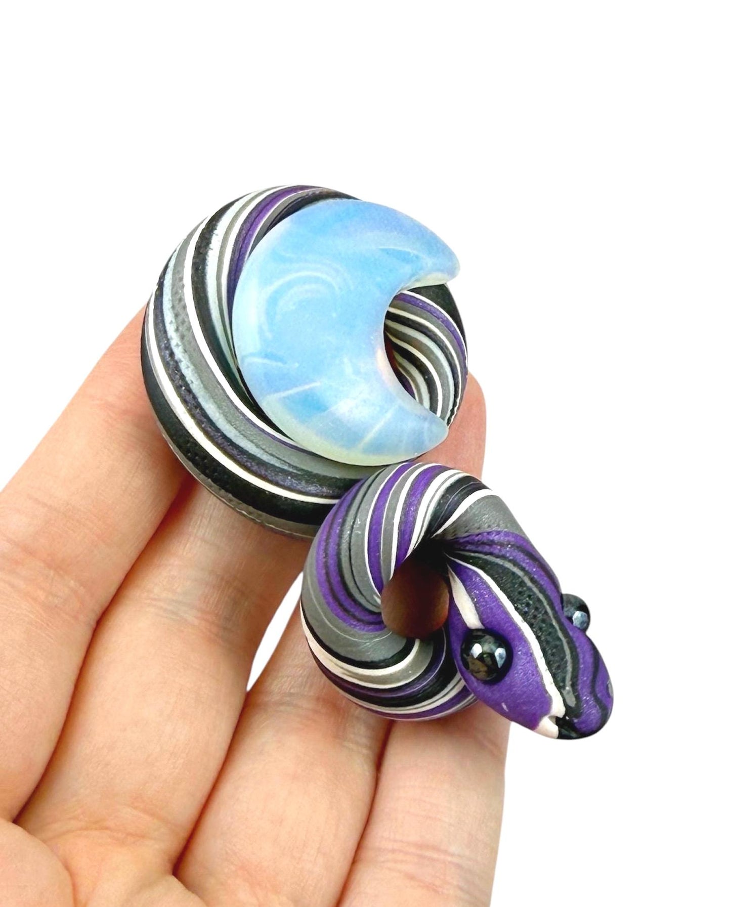 Asexual demisexual opalite moon Pride Snake LGBTQIA Flag Handmade Sculpture
