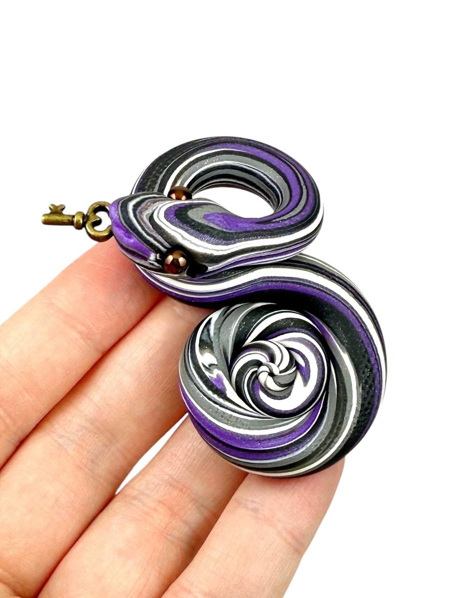 Asexual demisexual Pride Snake LGBTQIA Flag Handmade Sculpture with key