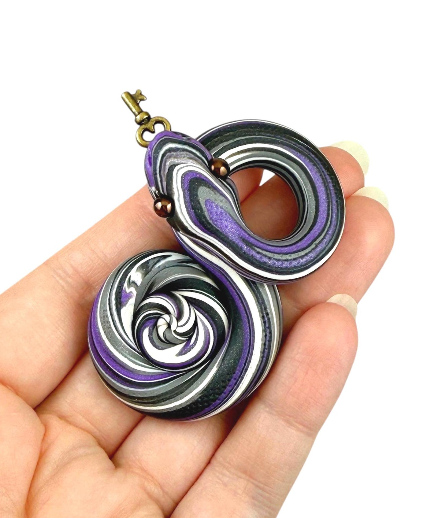 Asexual demisexual Pride Snake LGBTQIA Flag Handmade Sculpture with key