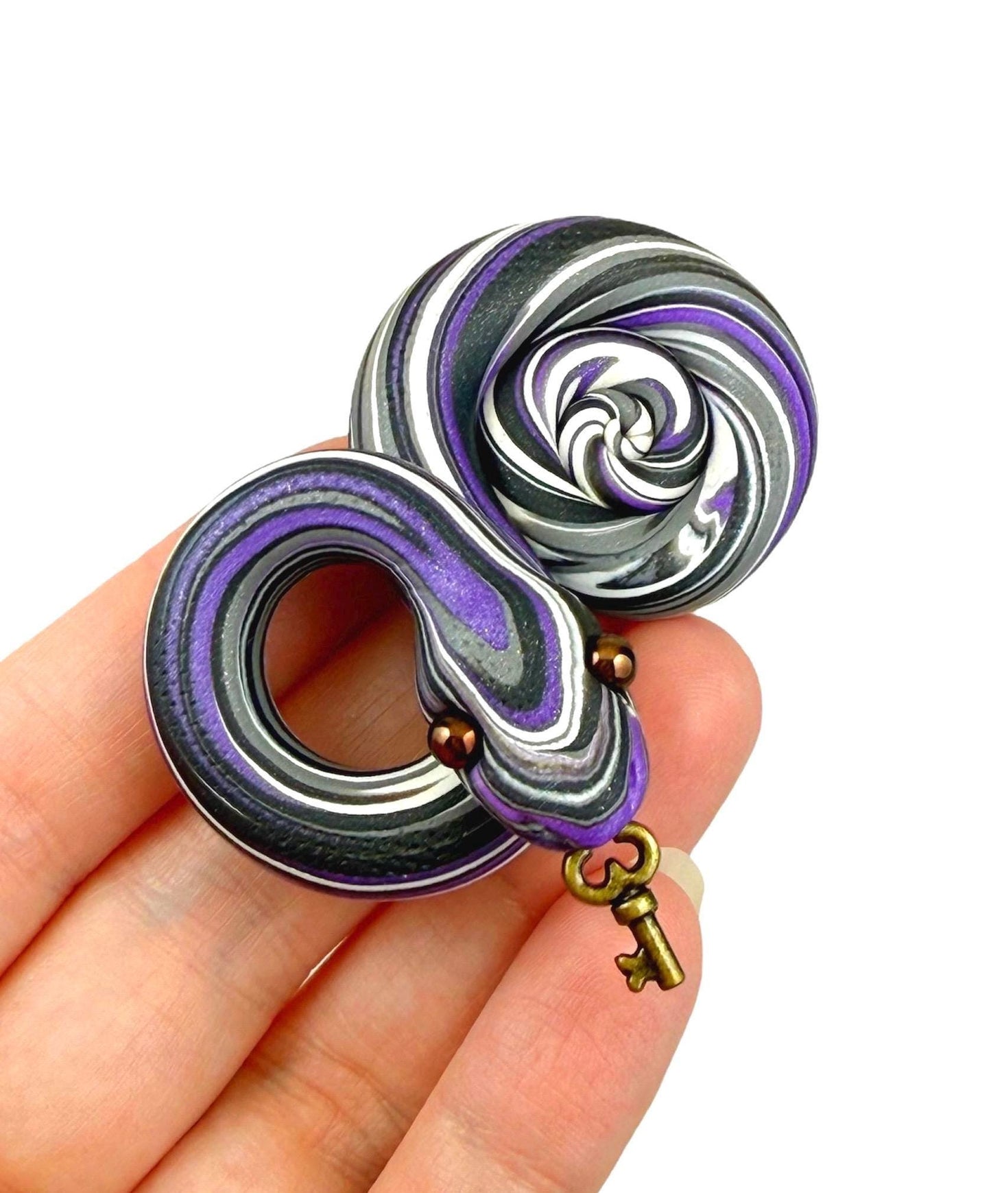 Asexual demisexual Pride Snake LGBTQIA Flag Handmade Sculpture with key