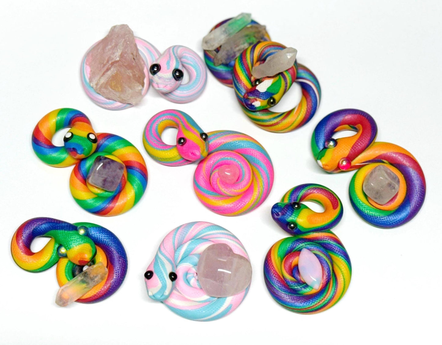 Pride Snake LGBTQIA Flag Handmade Sculpture with opalite