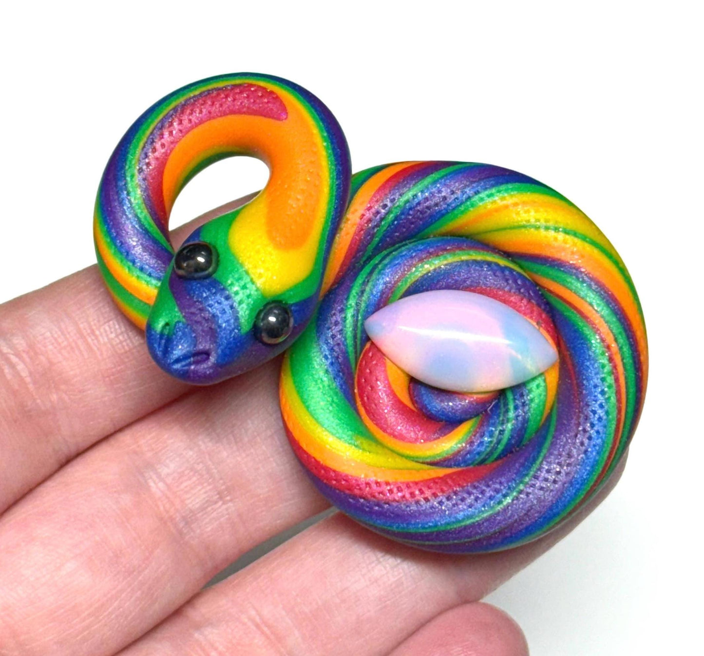 Pride Snake LGBTQIA Flag Handmade Sculpture with opalite