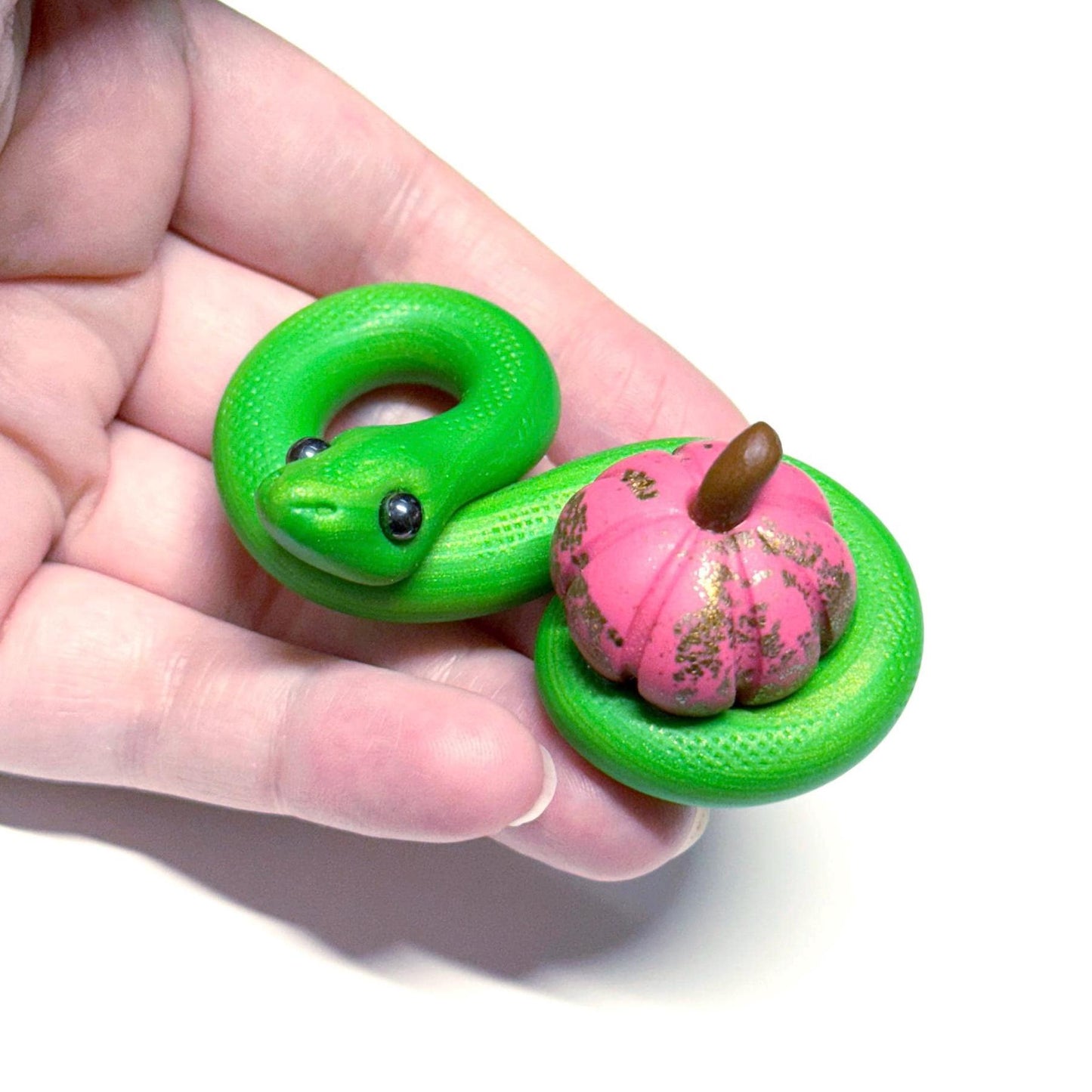 Pumpkin Cuddling Snakes Handmade Sculpture Choose your favorite