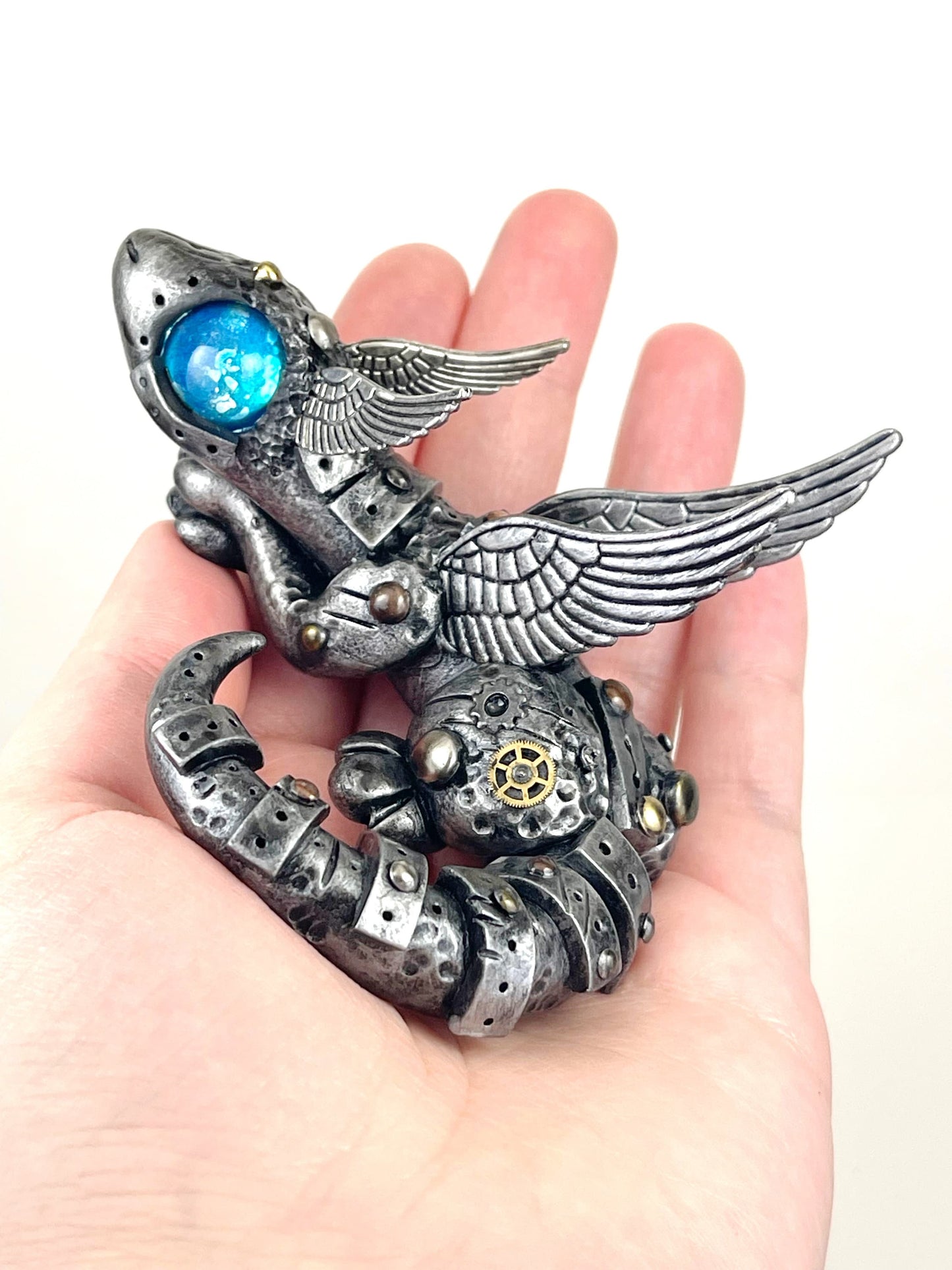 Handmade Steampunk dragon sculpture one of a kind ooak