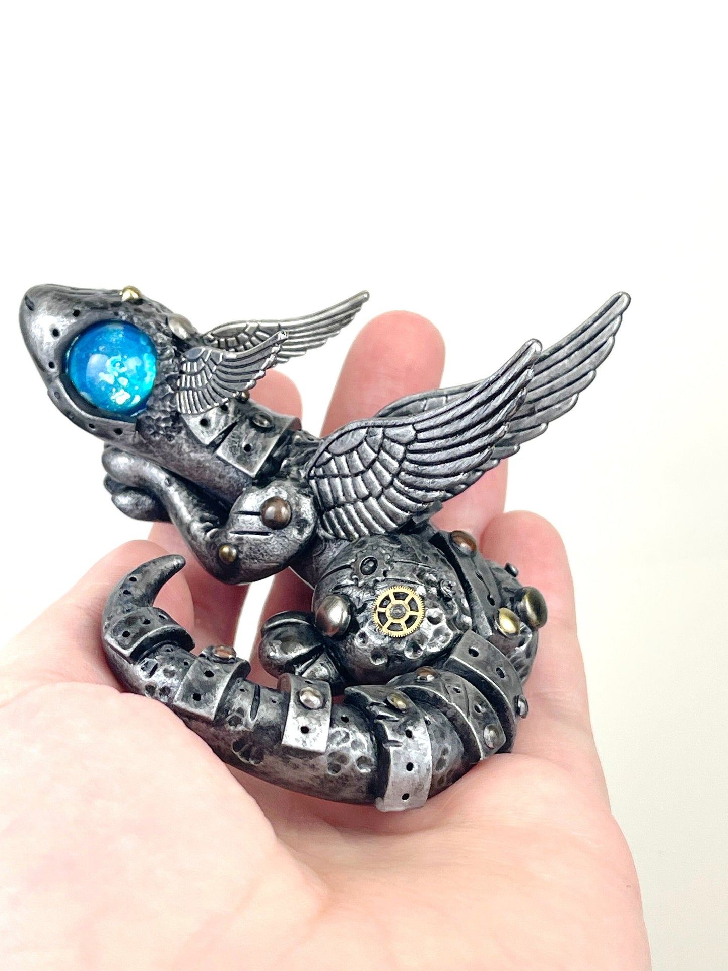 Handmade Steampunk dragon sculpture one of a kind ooak
