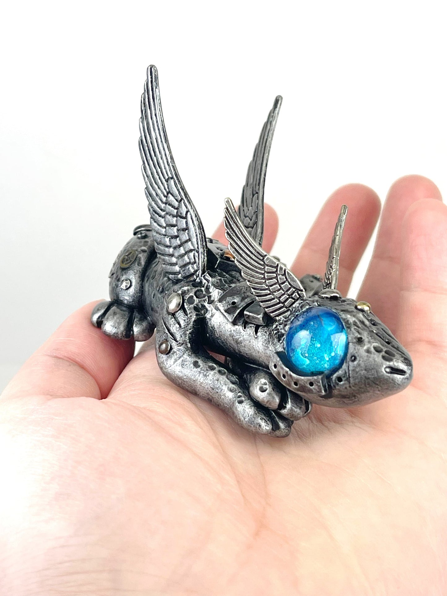 Handmade Steampunk dragon sculpture one of a kind ooak