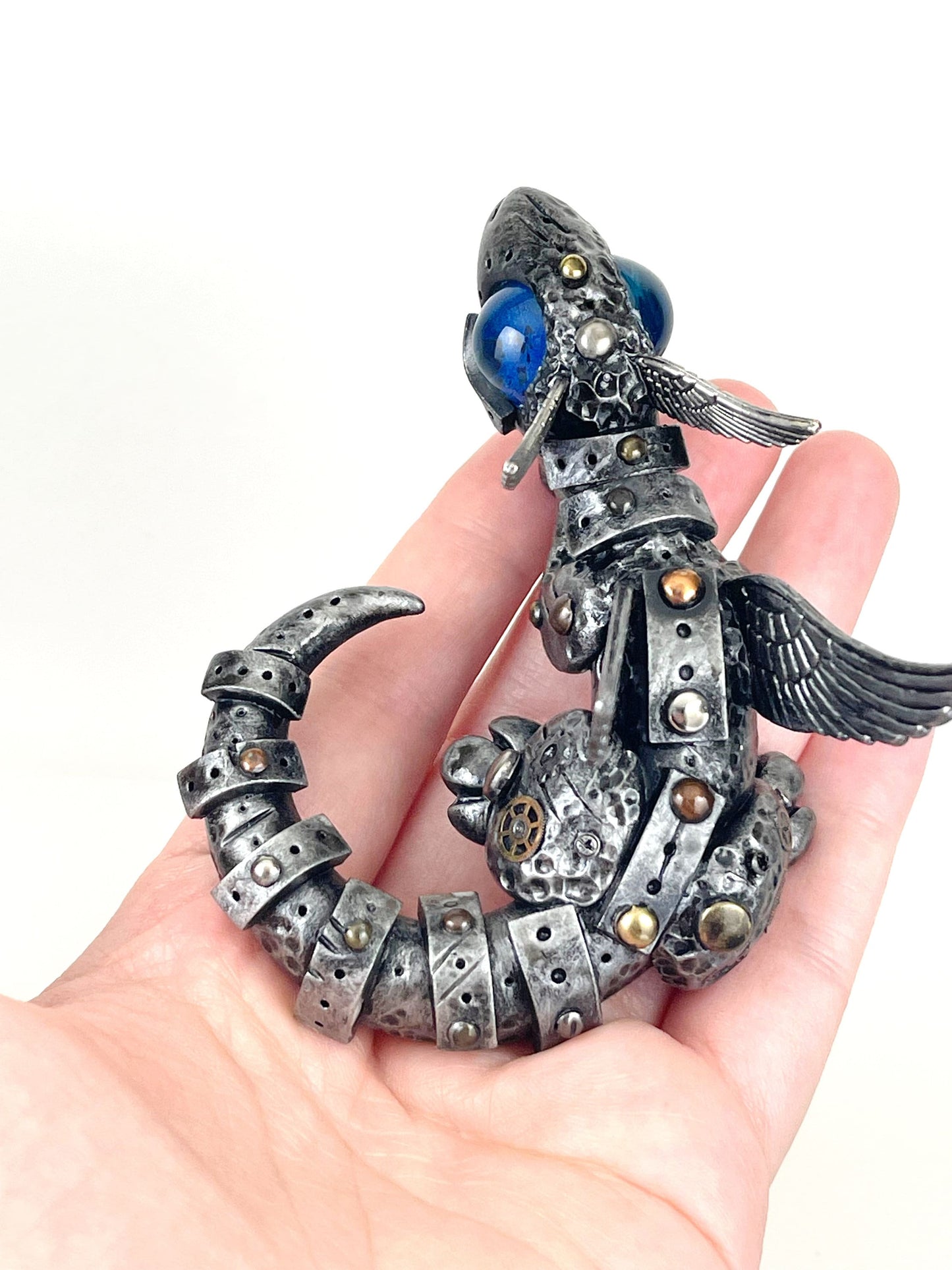 Handmade Steampunk dragon sculpture one of a kind ooak