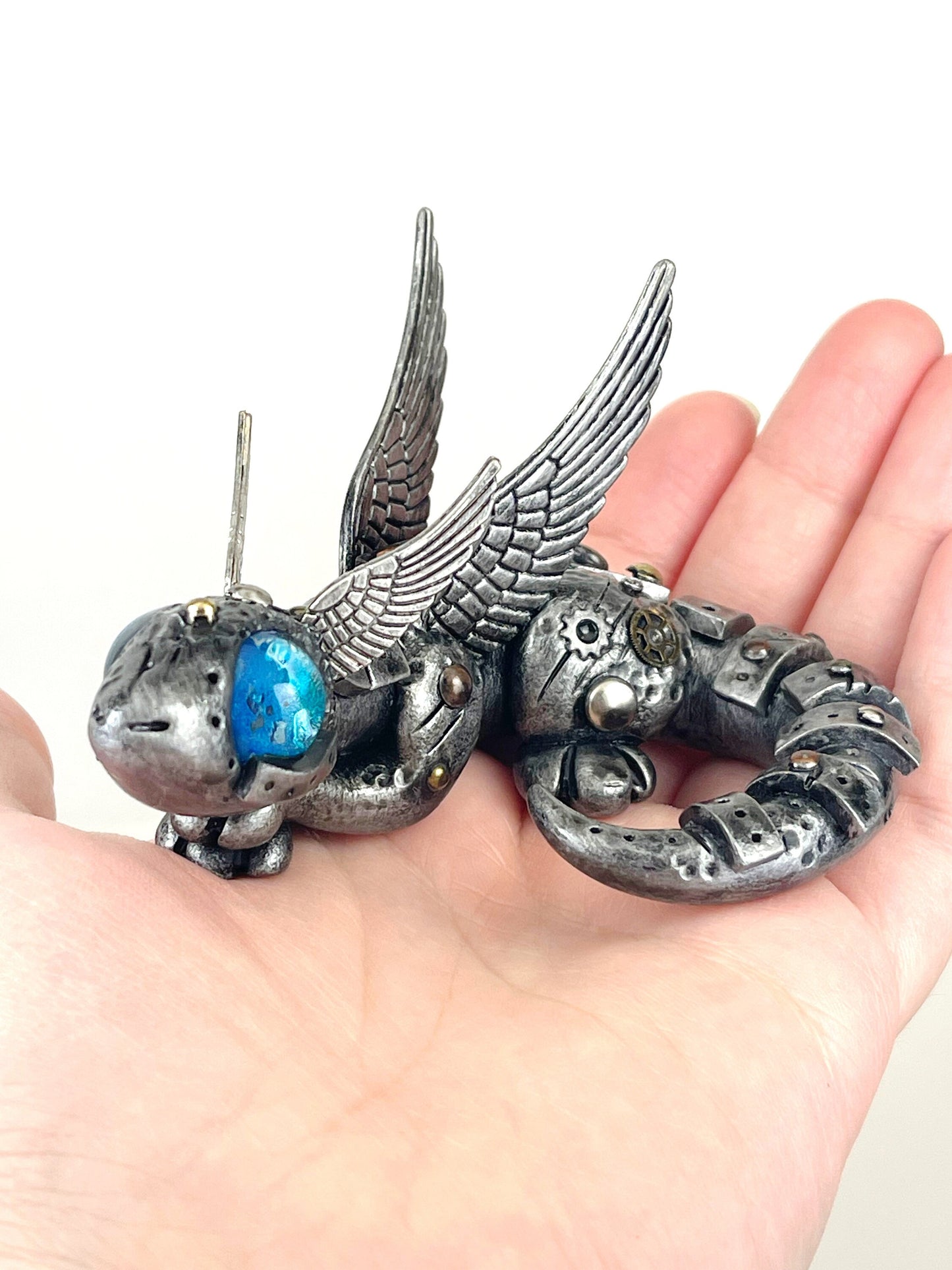 Handmade Steampunk dragon sculpture one of a kind ooak