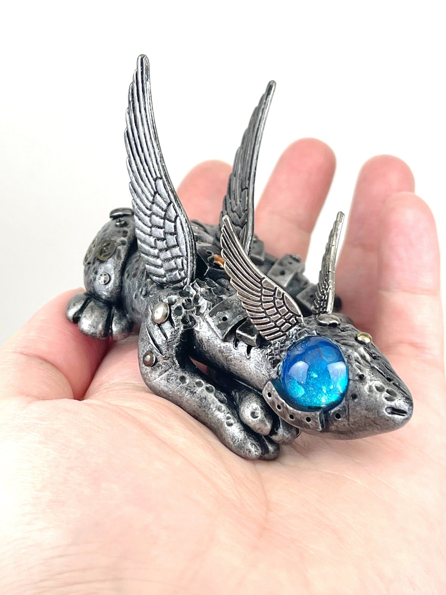 Handmade Steampunk dragon sculpture one of a kind ooak