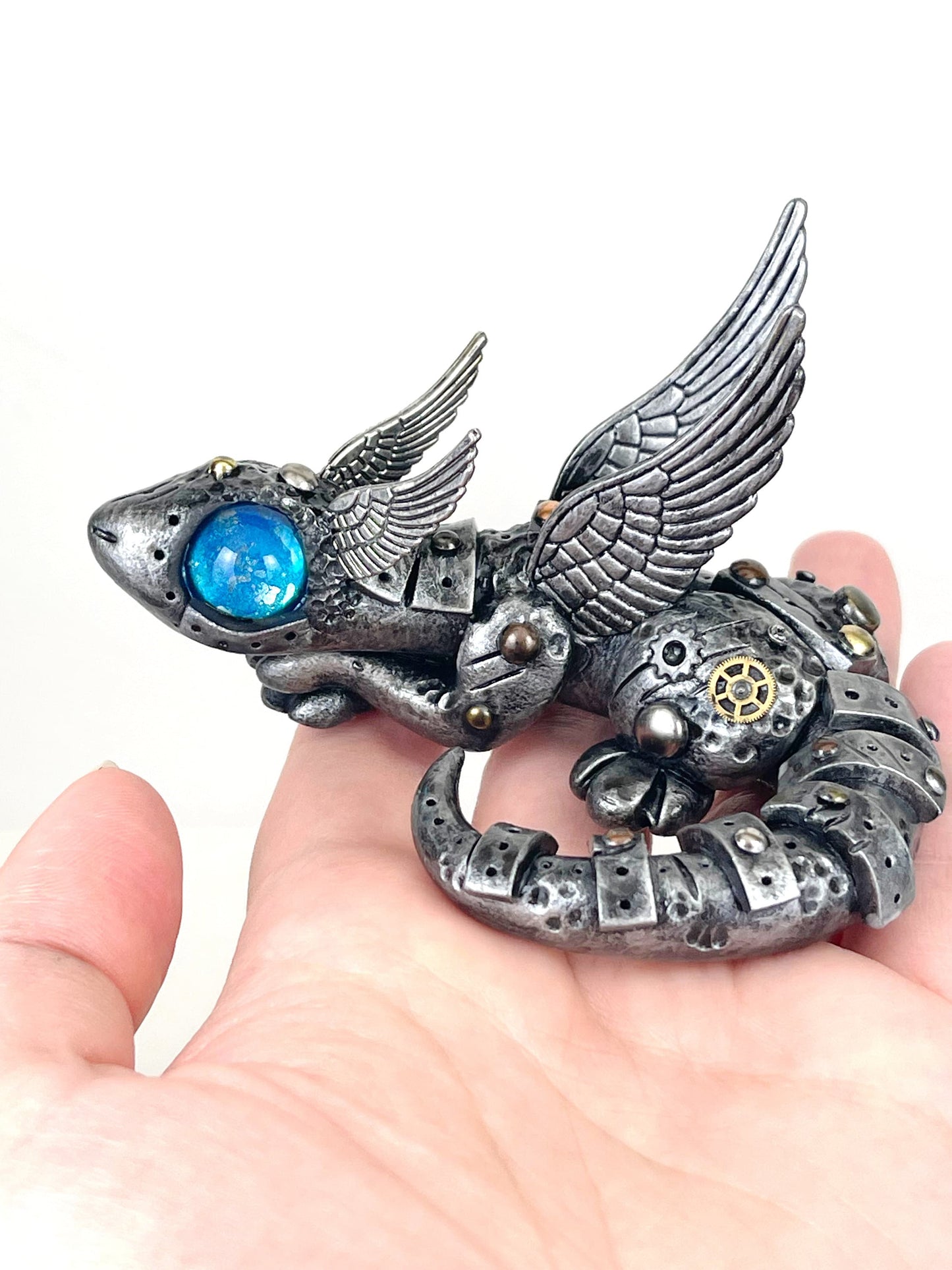Handmade Steampunk dragon sculpture one of a kind ooak