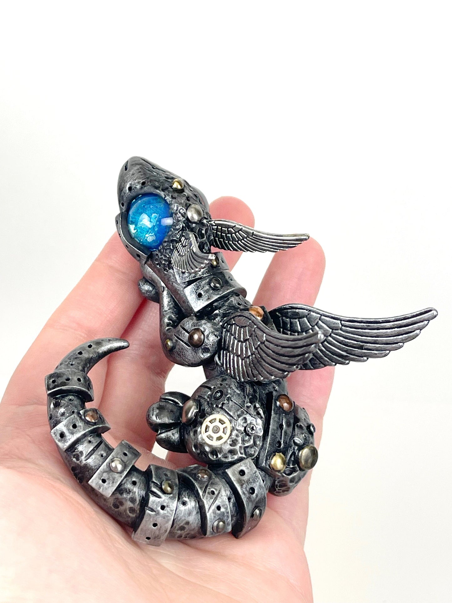 Handmade Steampunk dragon sculpture one of a kind ooak