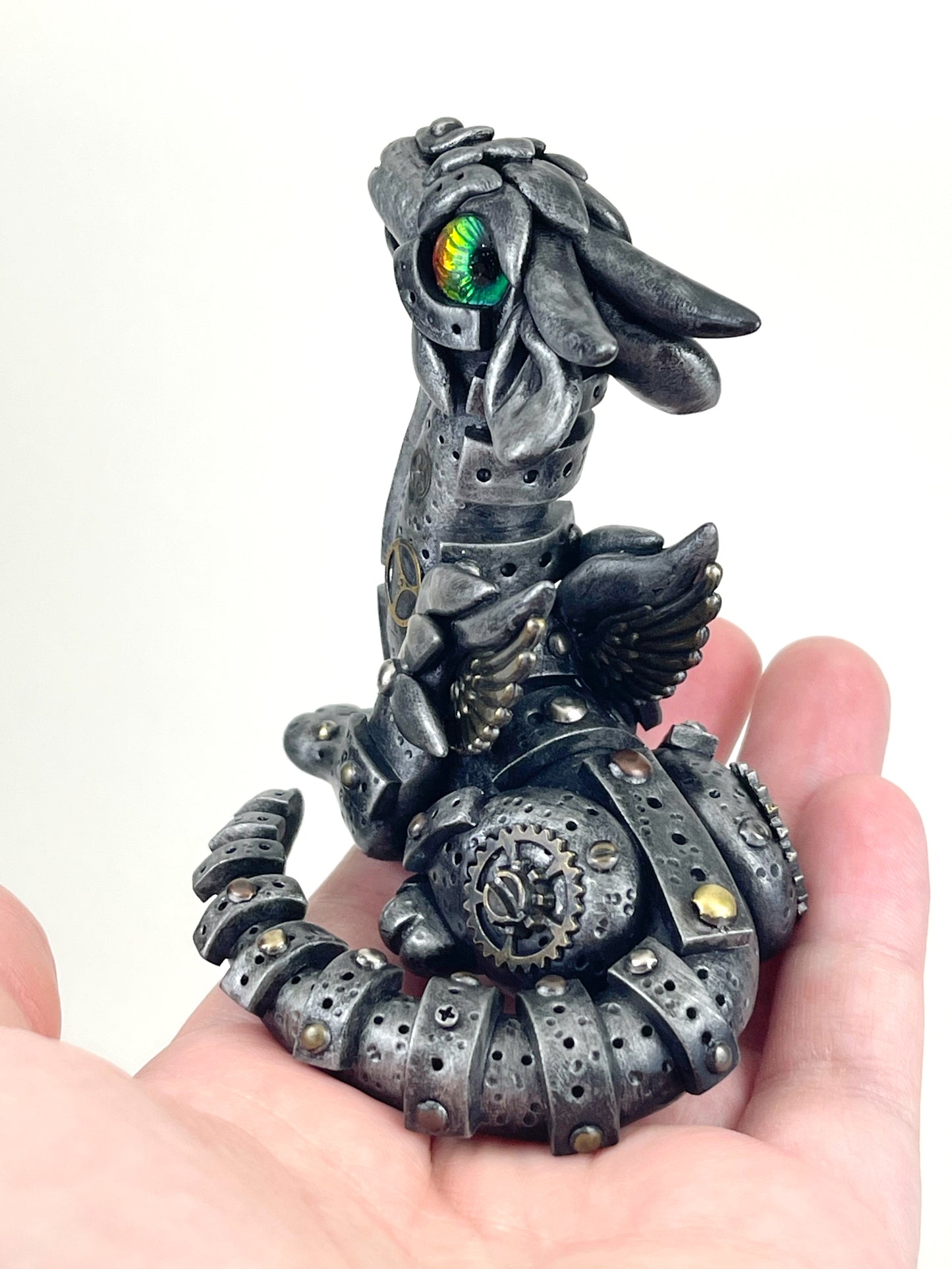 Sculpture de dragon Steampunk faite à la main, pièce unique