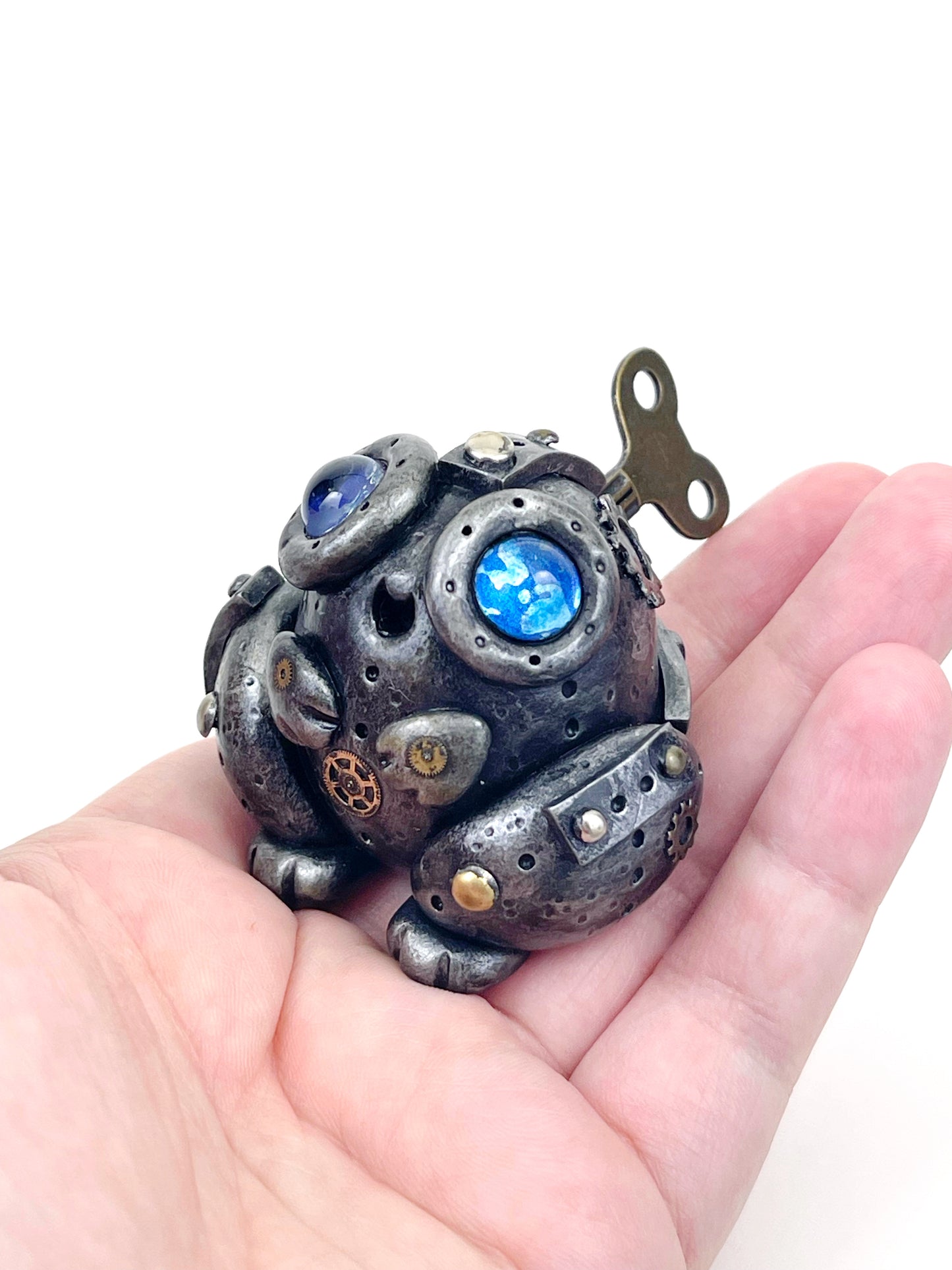 Escultura de rana Steampunk hecha a mano, única en su tipo