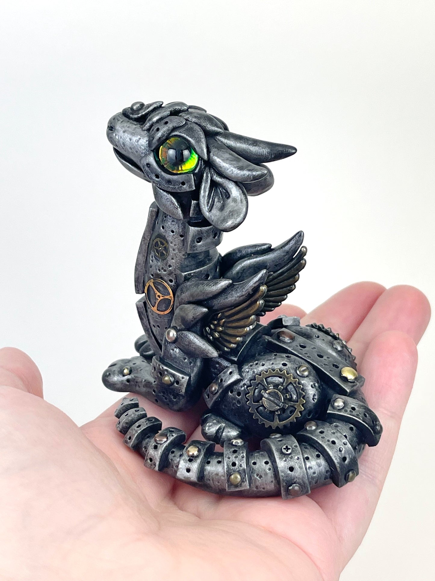 Sculpture de dragon Steampunk faite à la main, pièce unique