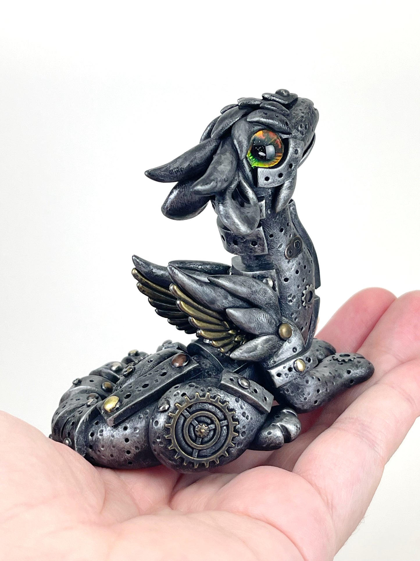 Sculpture de dragon Steampunk faite à la main, pièce unique