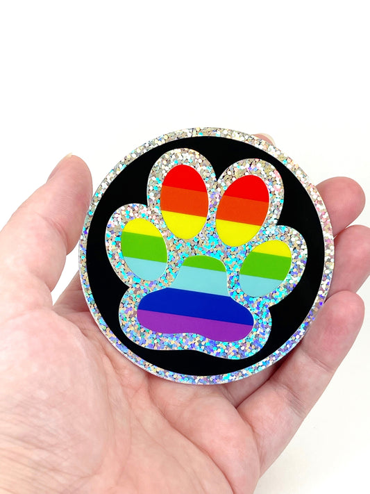 Glitter Paw Pride Sticker