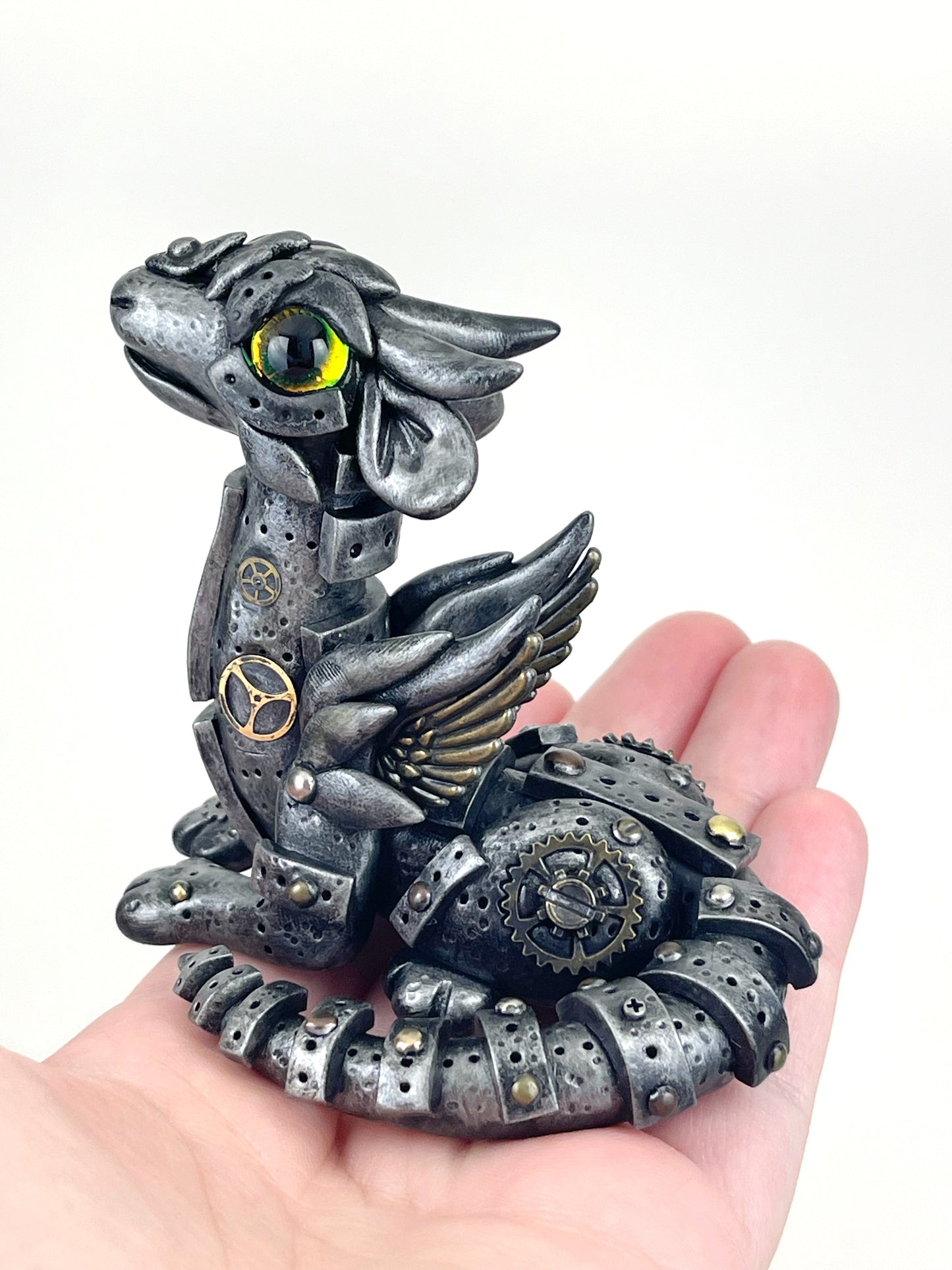 Sculpture de dragon Steampunk faite à la main, pièce unique