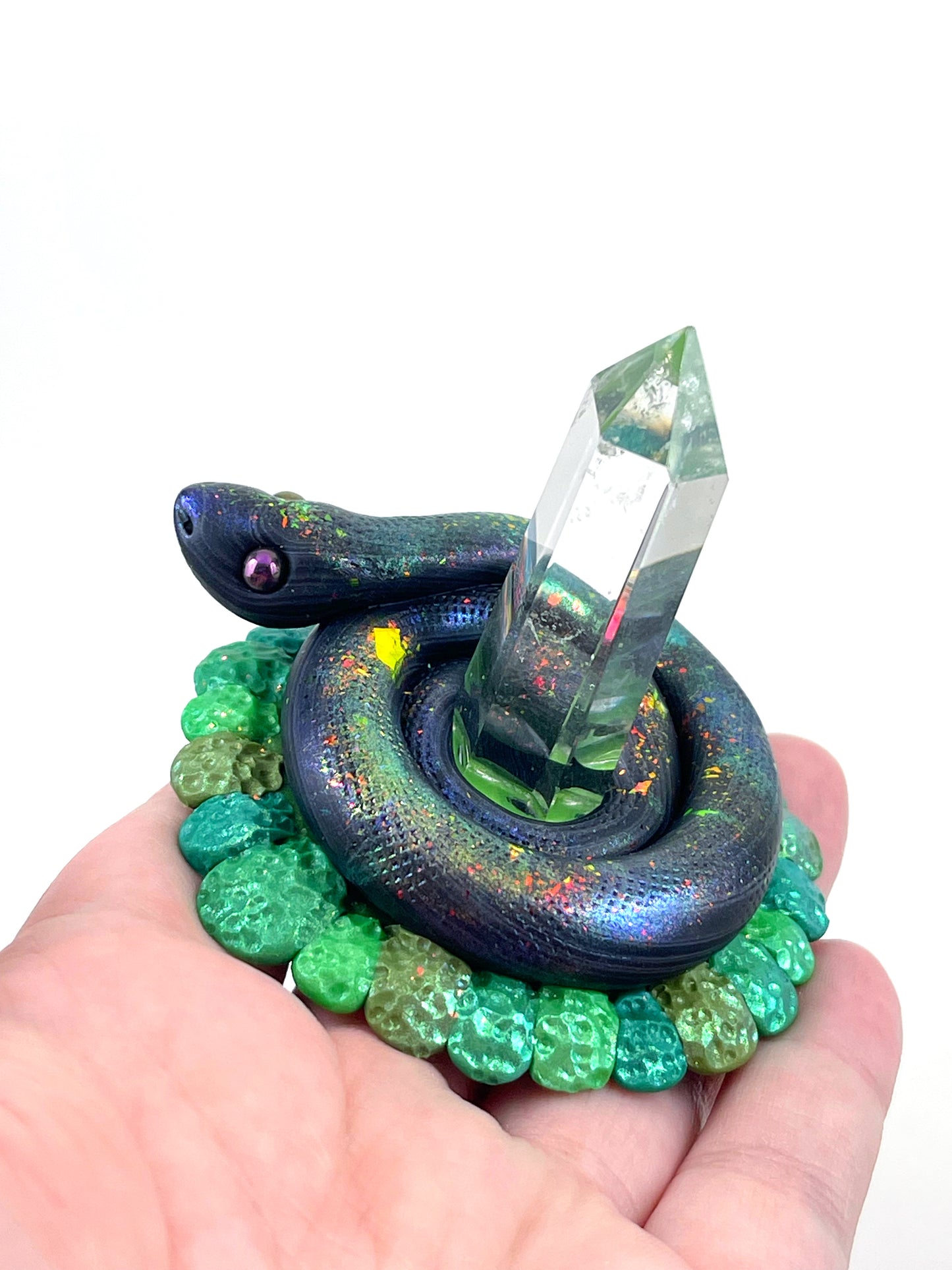 Porte-bague en forme de serpent en cristal de galaxie