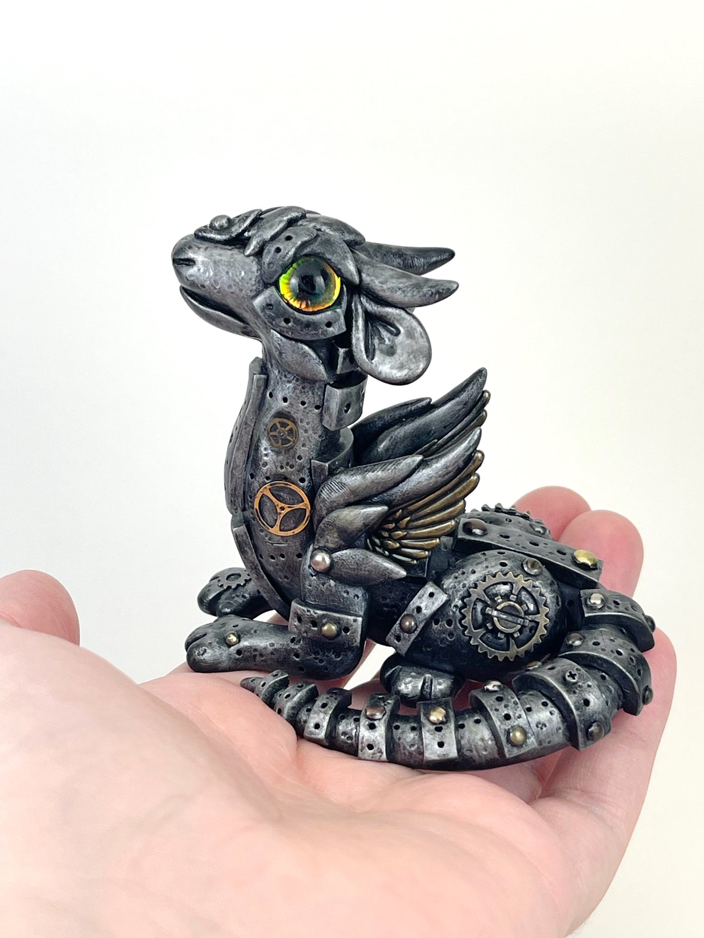 Sculpture de dragon Steampunk faite à la main, pièce unique