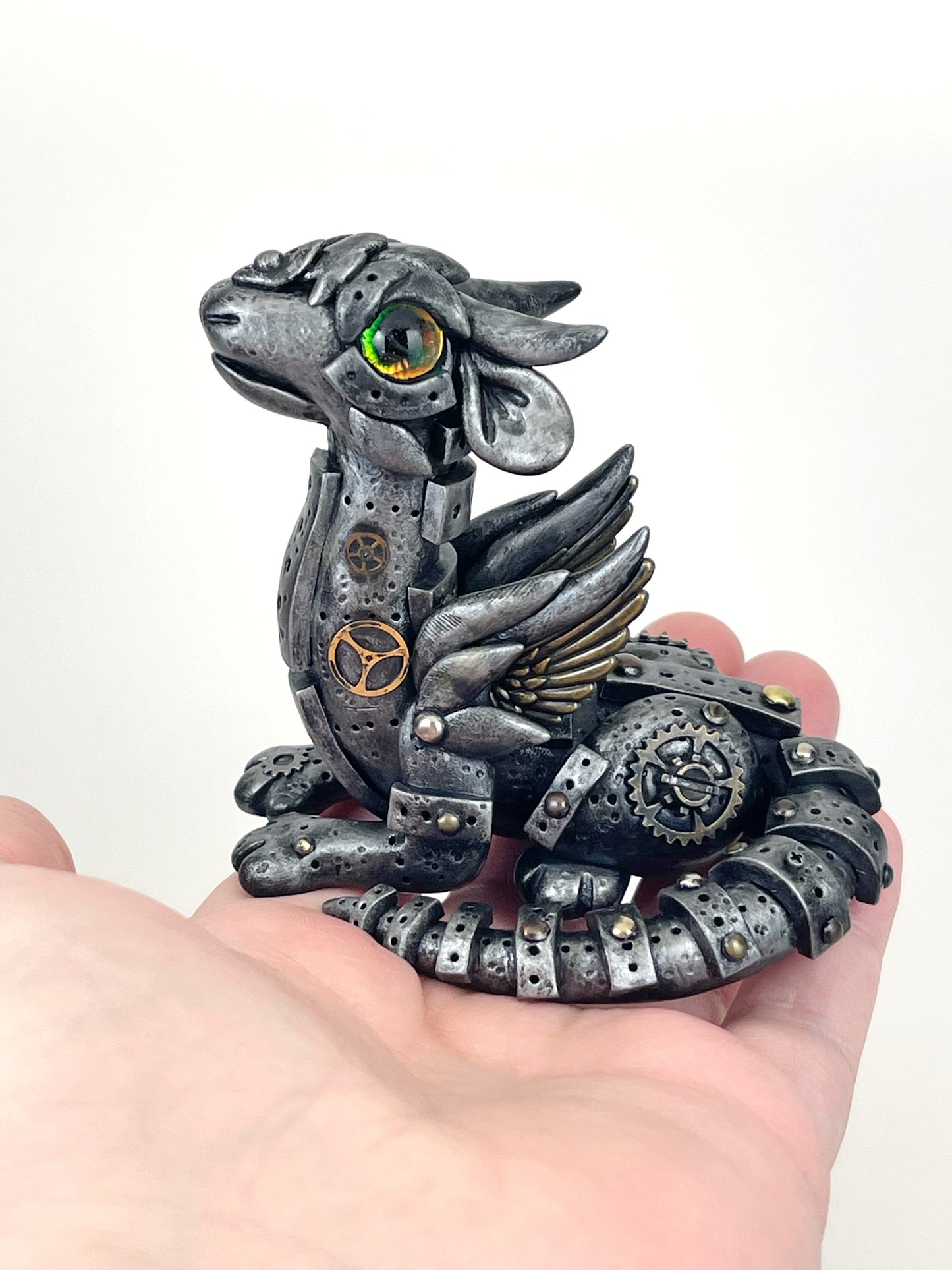 Sculpture de dragon Steampunk faite à la main, pièce unique